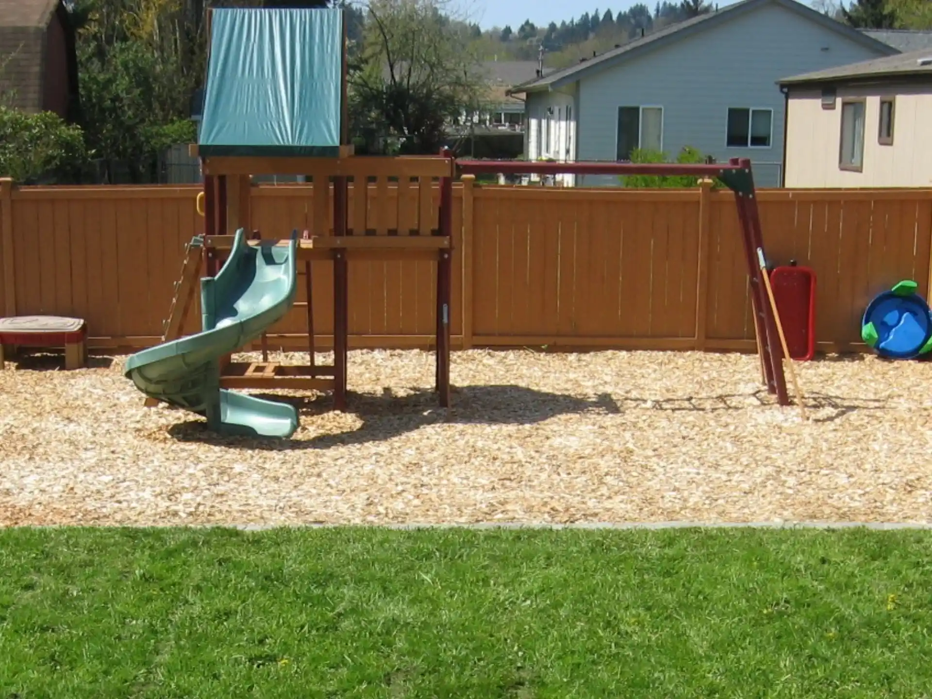 a playground with a slide