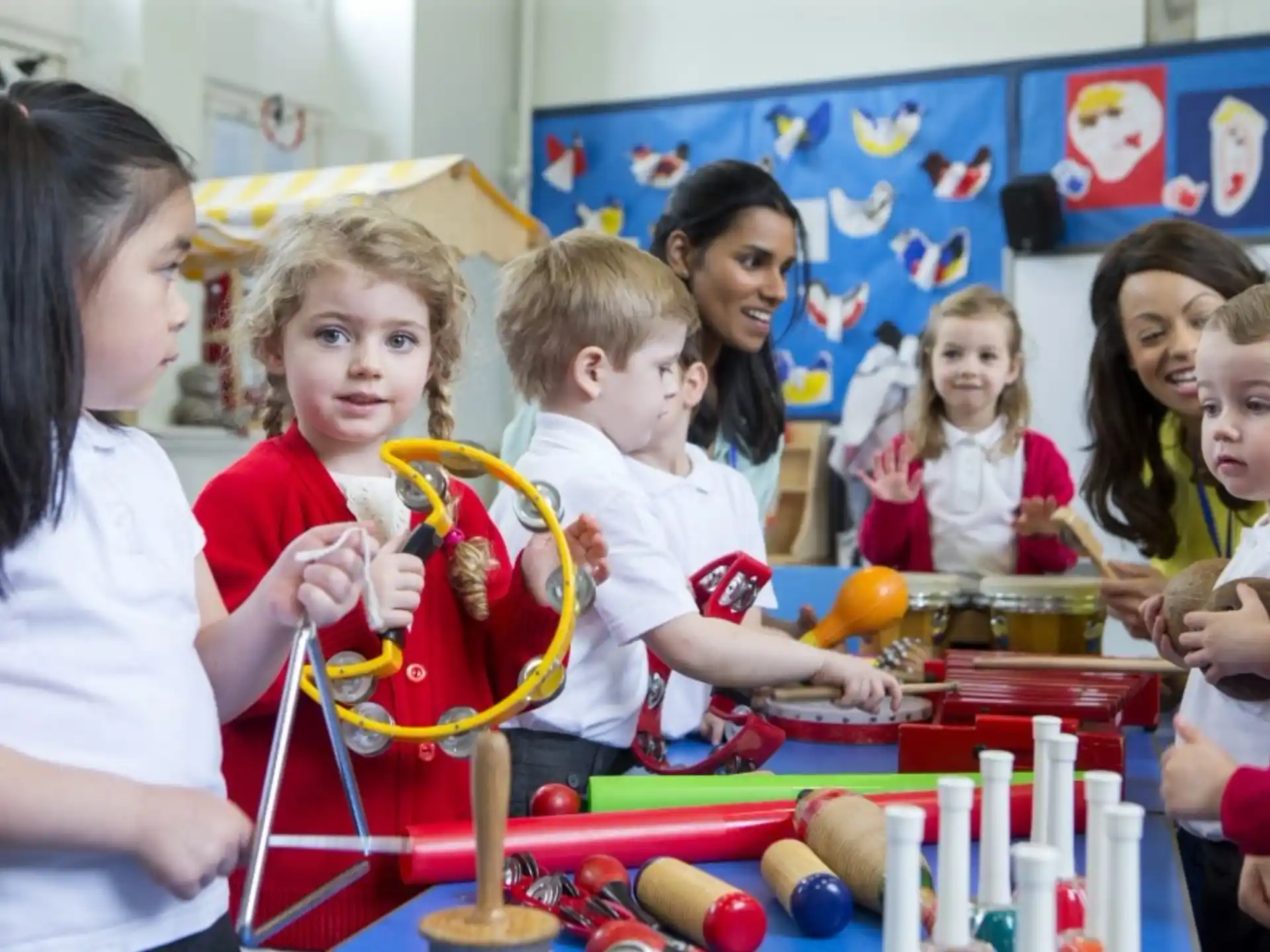 a group of children in a classroom