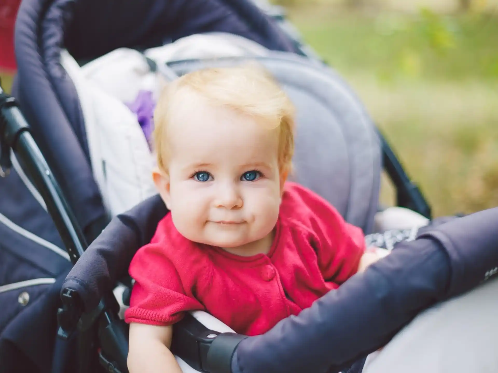 a baby in a stroller