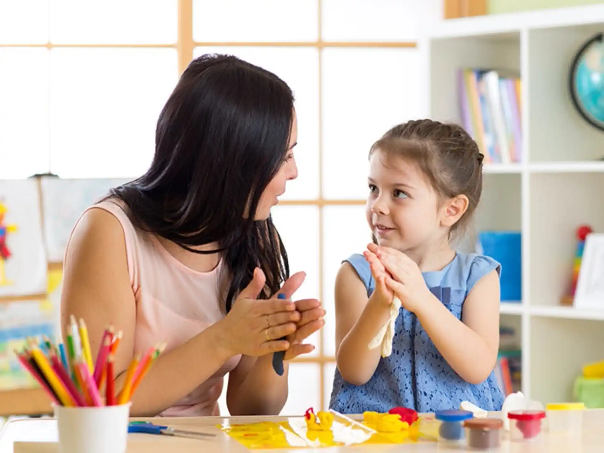 a woman and a child