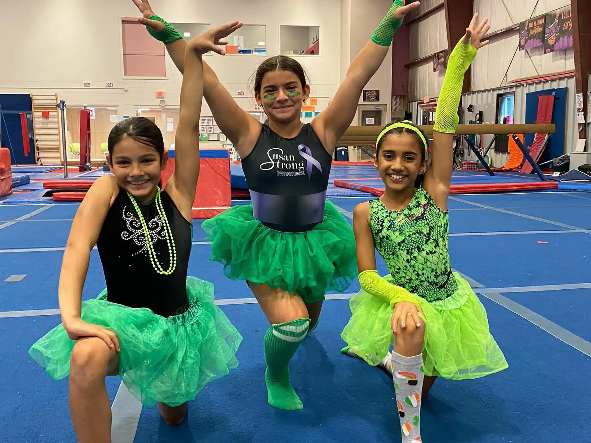 a group of girls in a gym