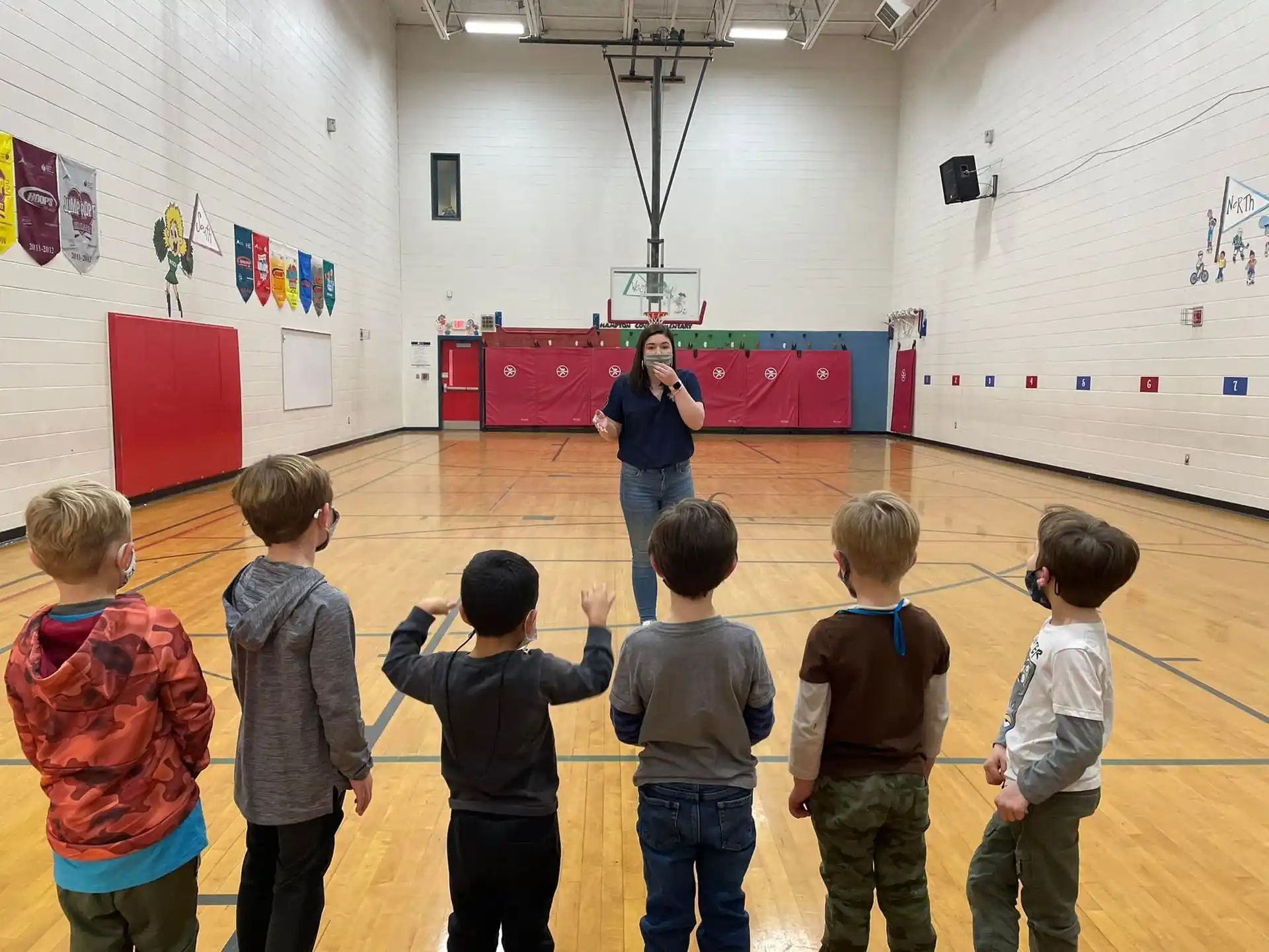 a group of children in a gymnasium