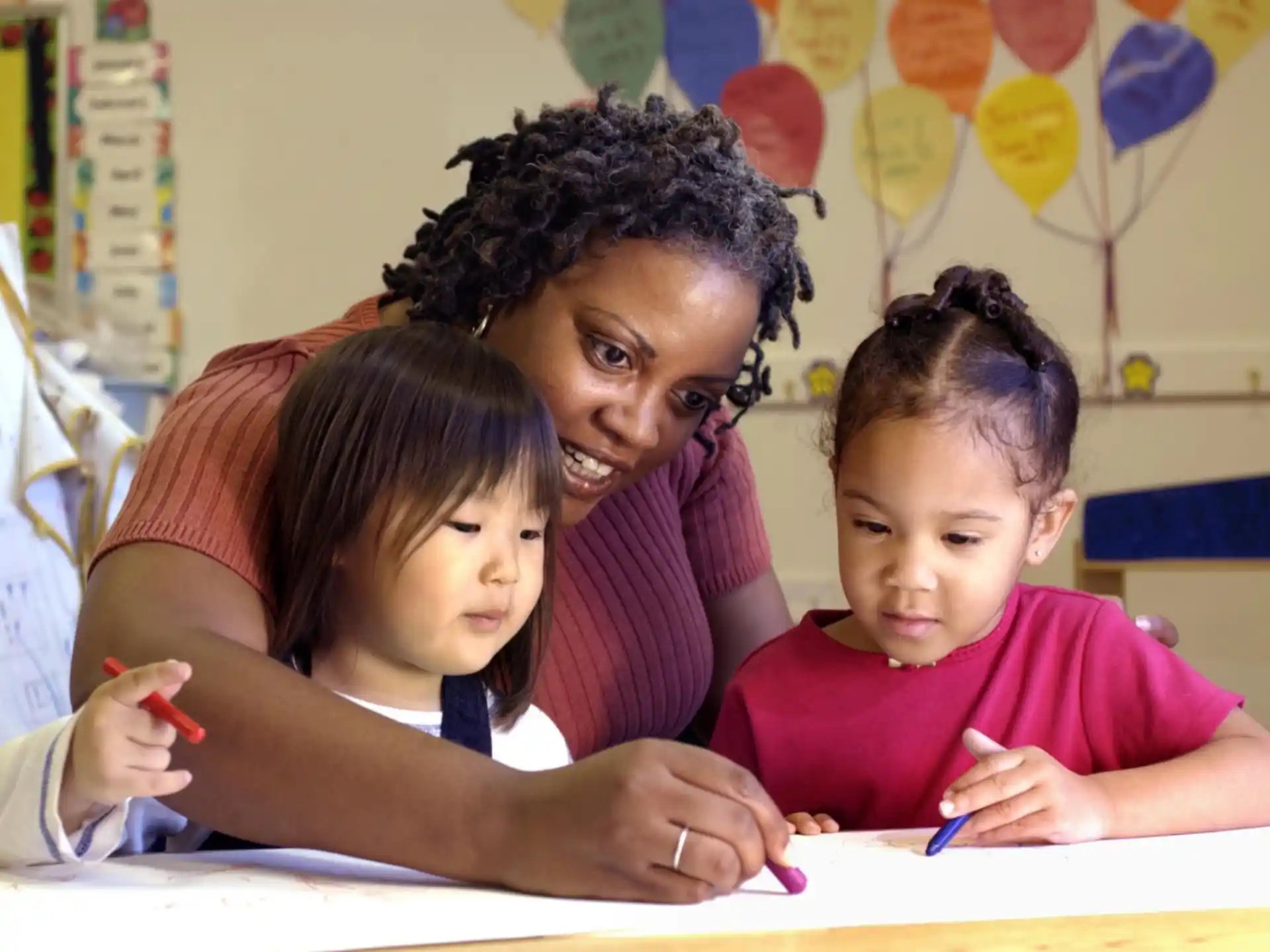 a person and two children