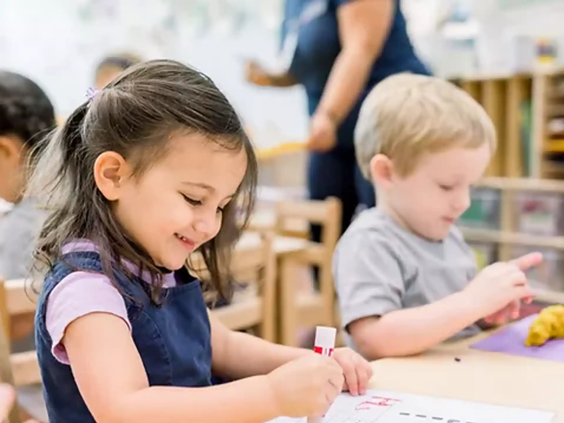 a group of children in a classroom