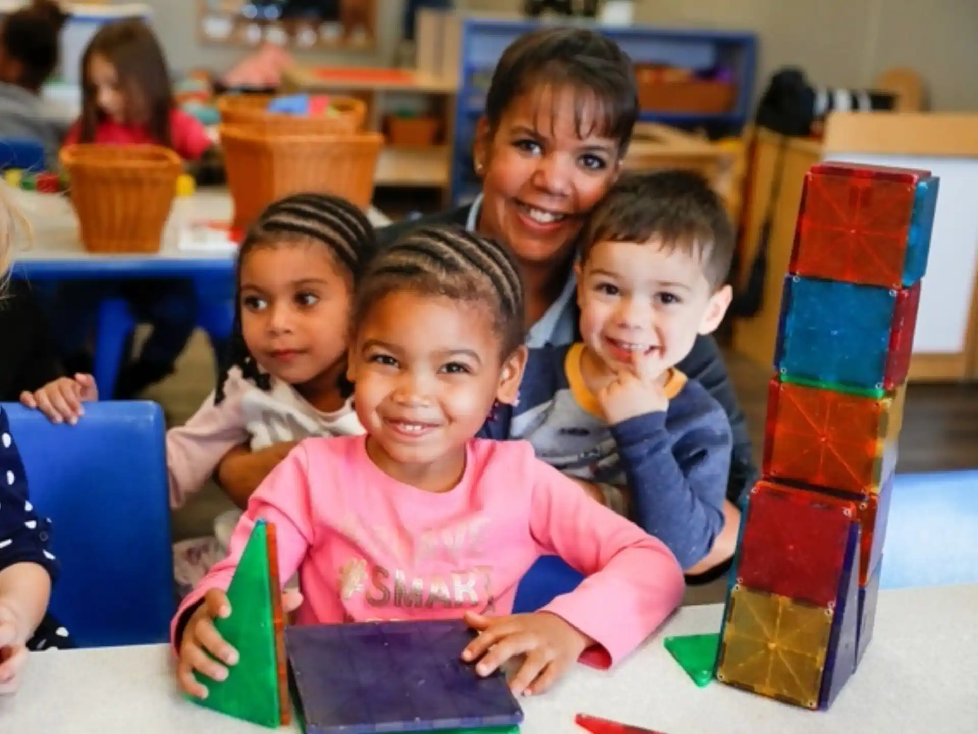 a group of children smiling