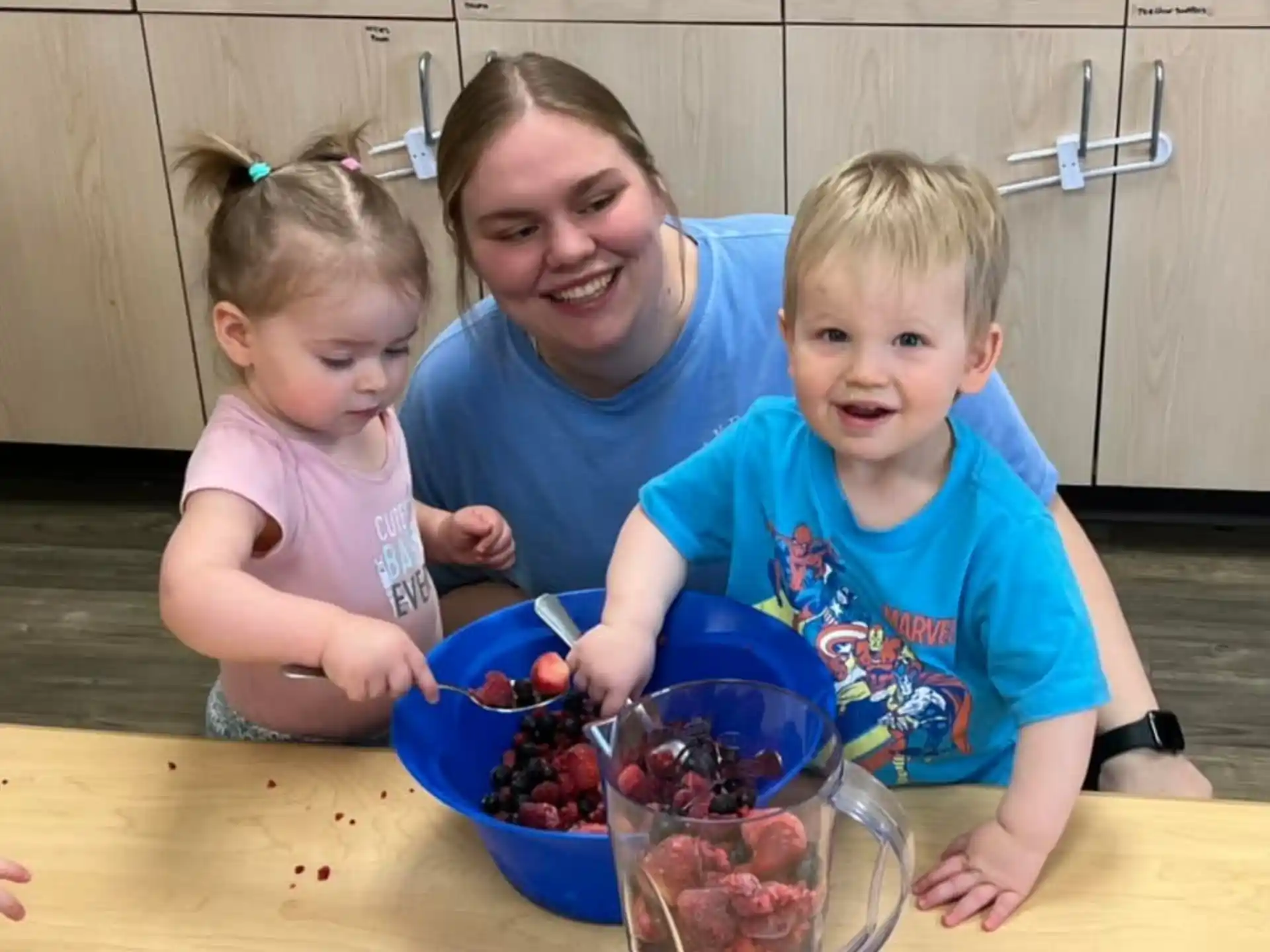 a person and two children