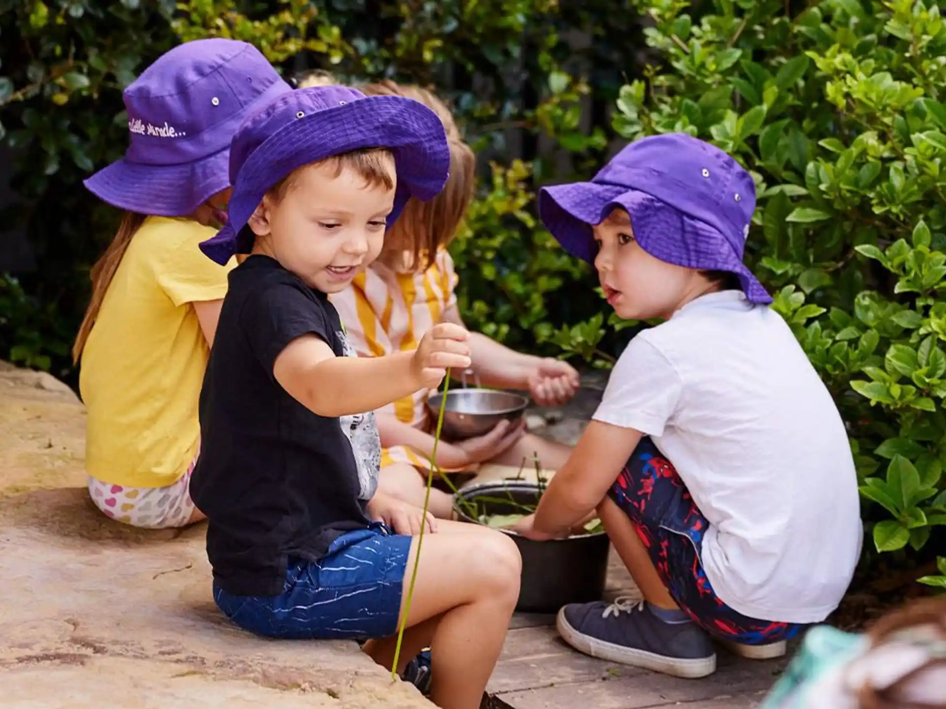 a few children playing outside