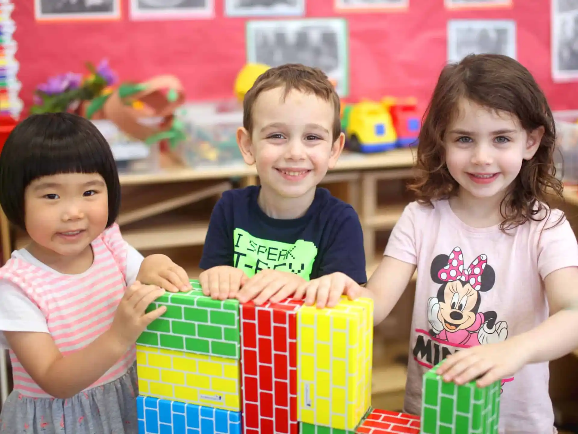 a group of children holding baskets