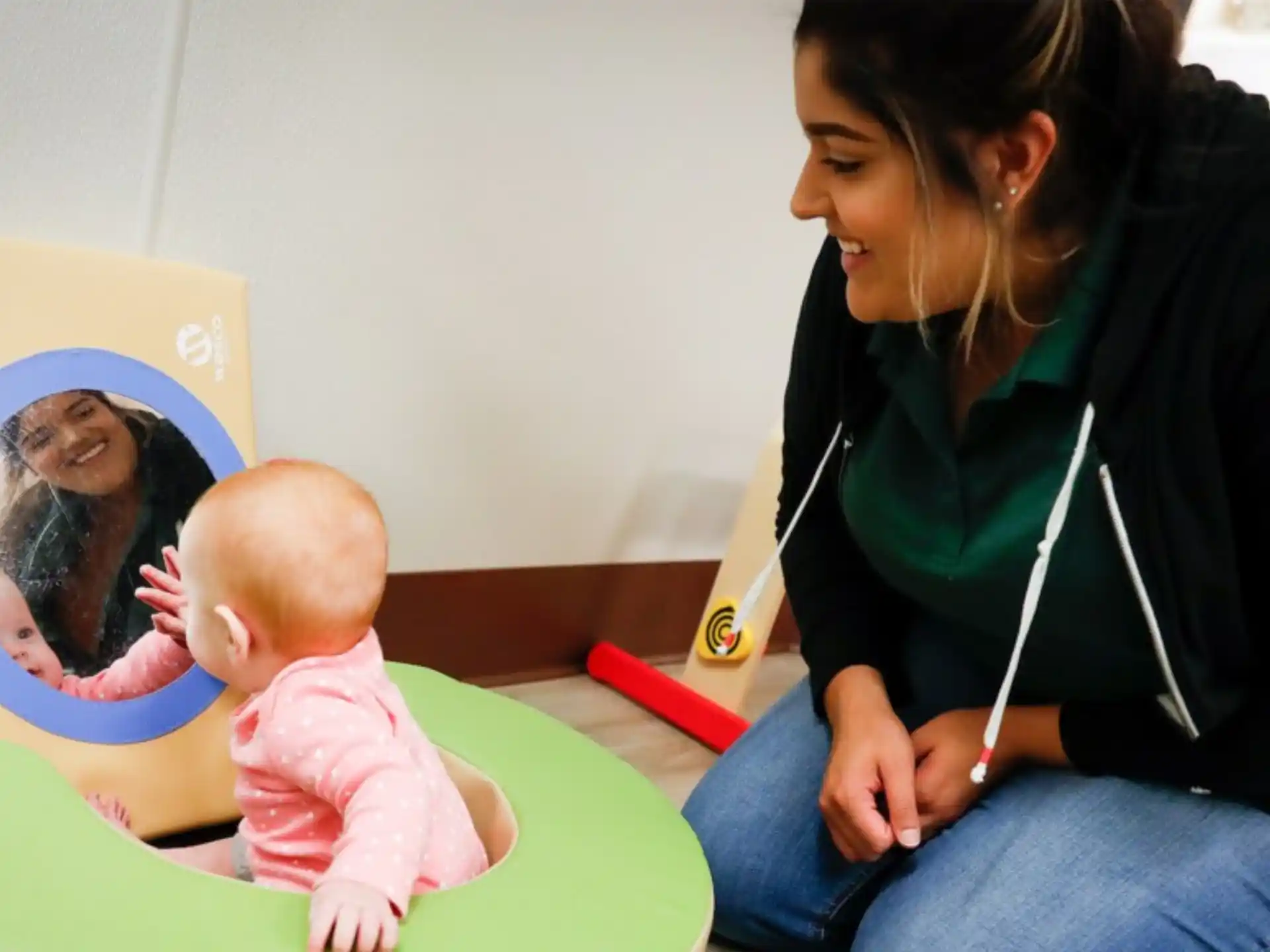 a woman and a baby