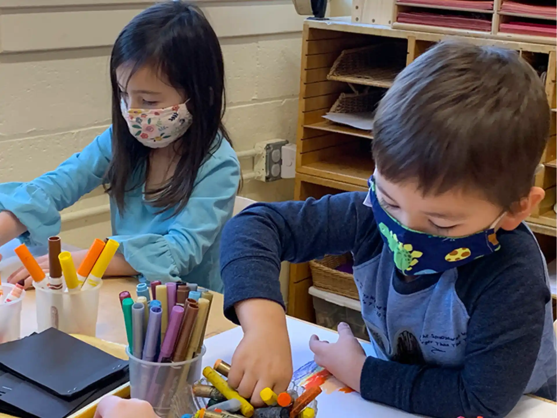 a few children painting
