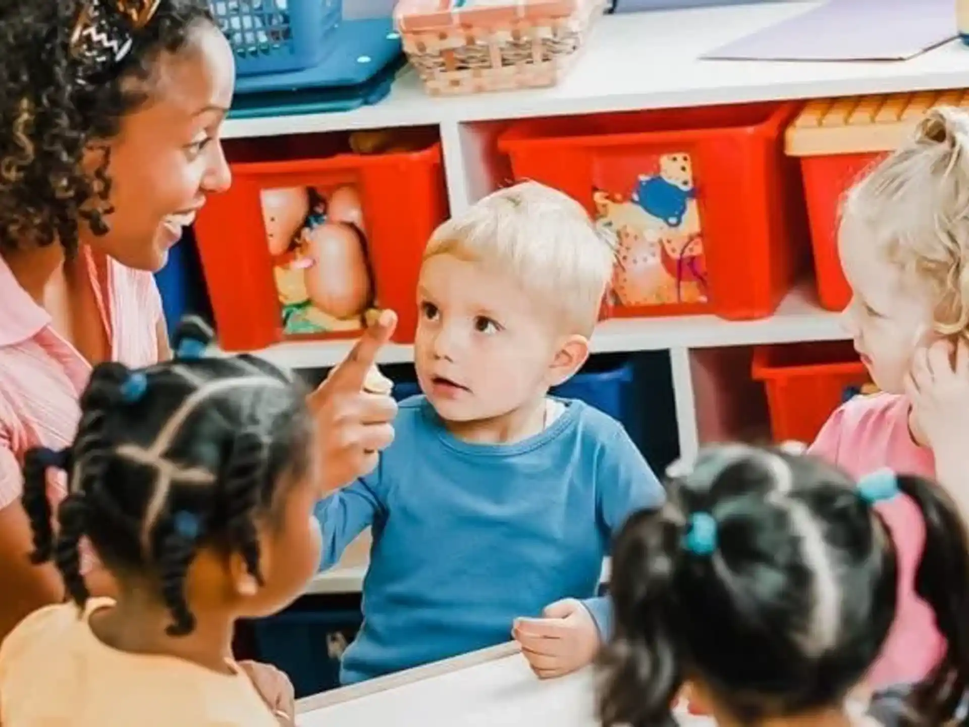 a person and several children