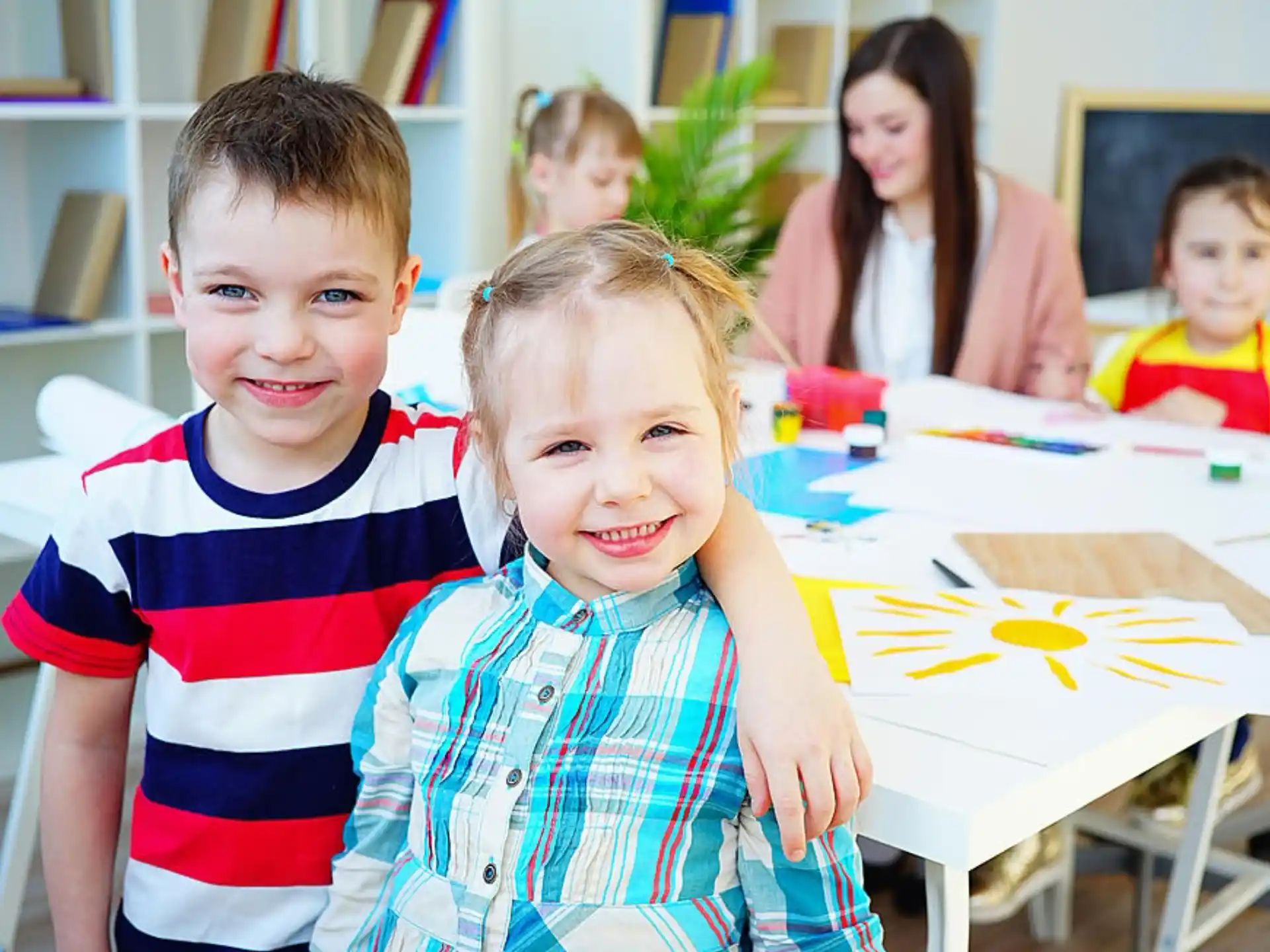 a few children in a classroom