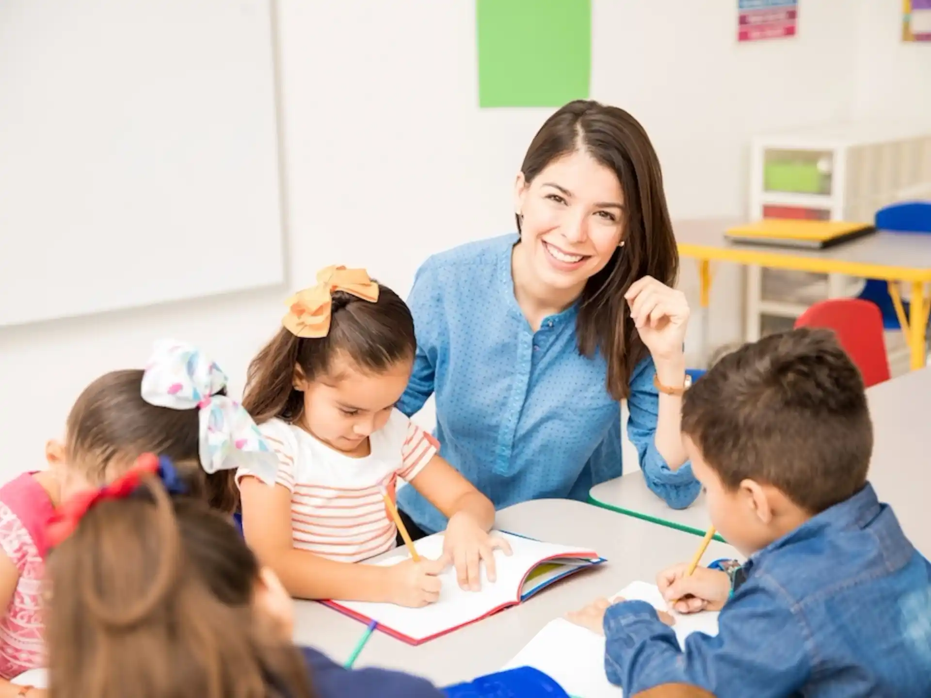 a person teaching children