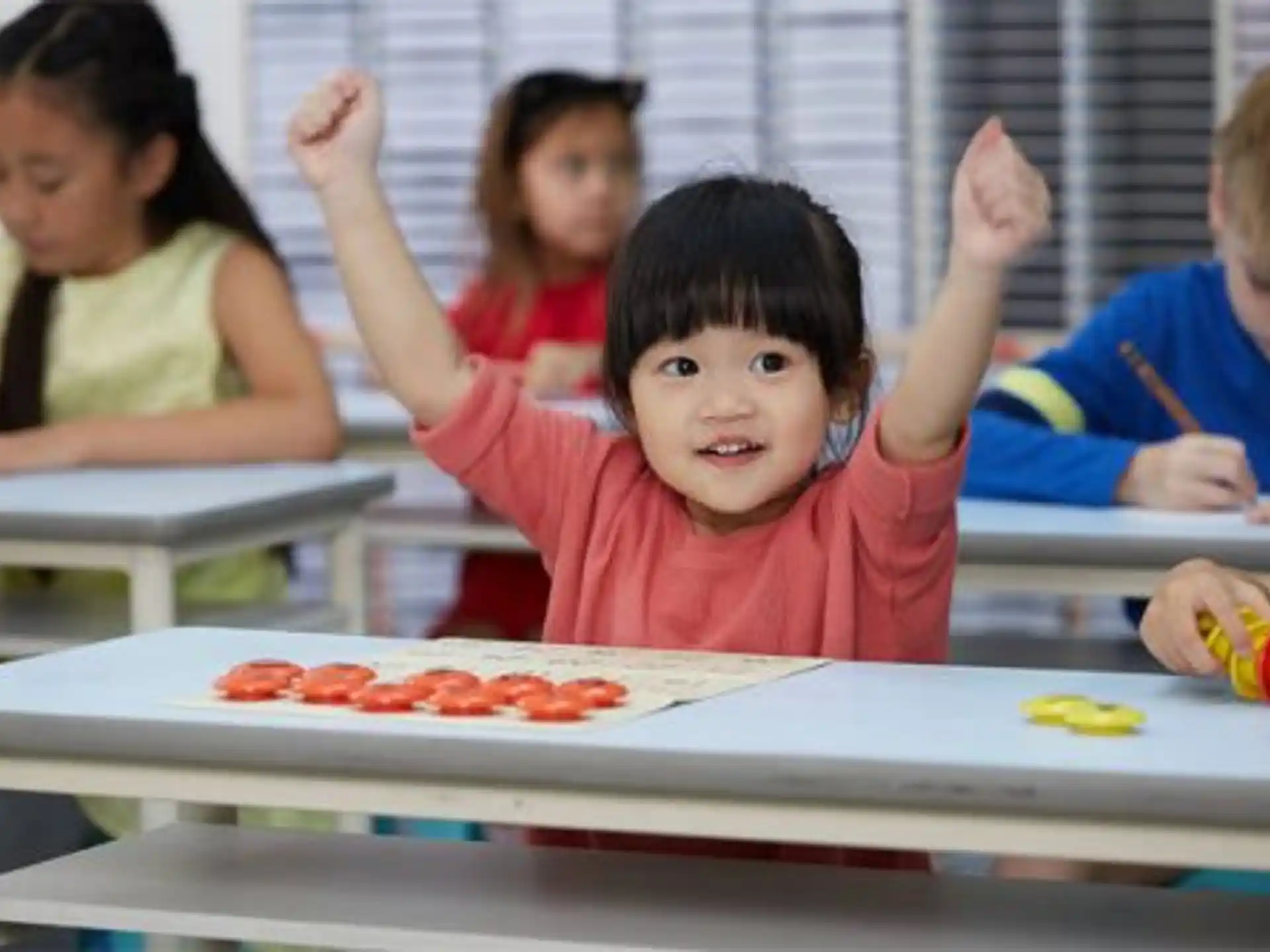 a group of children in a classroom