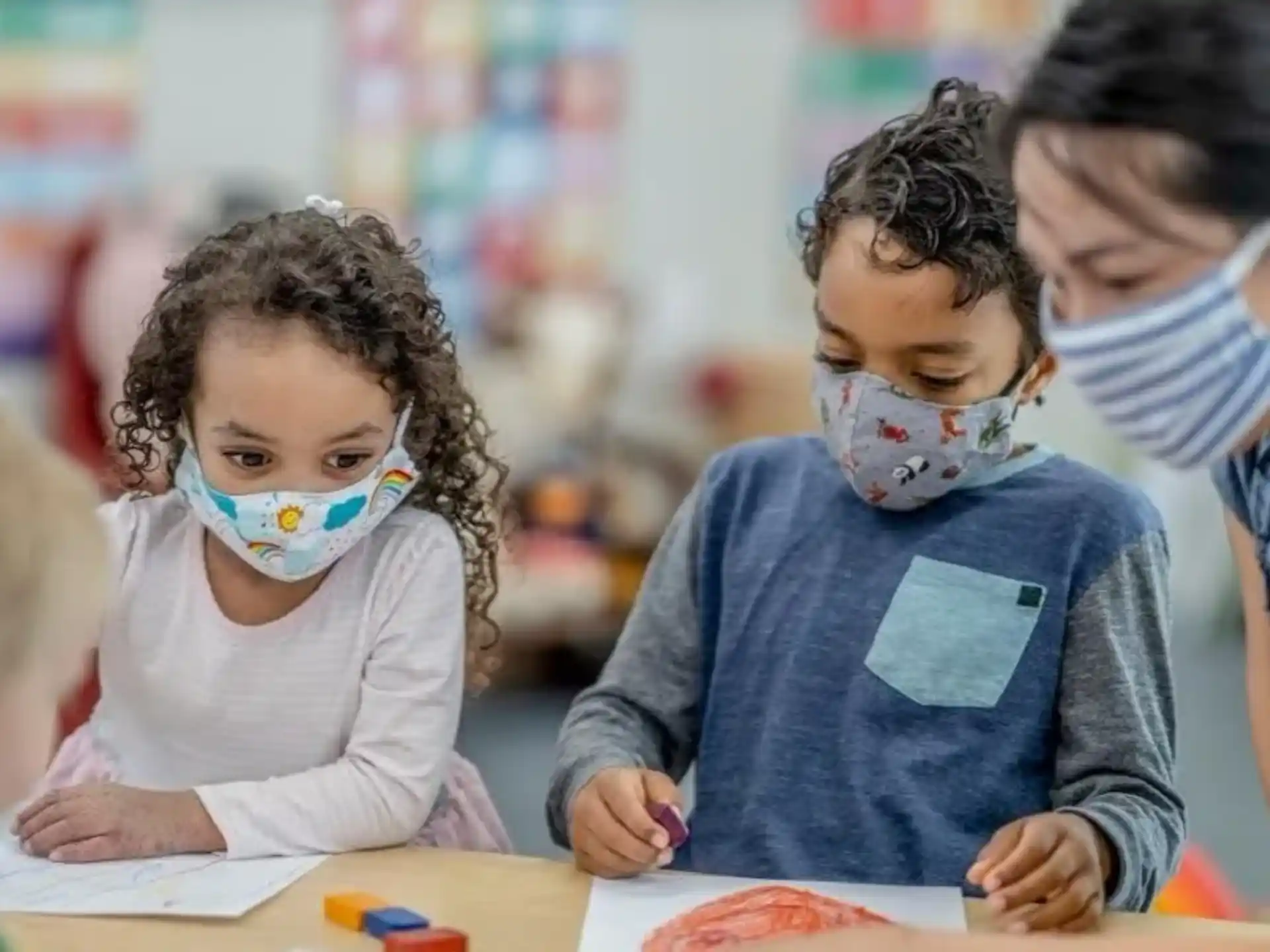 a group of children in a classroom