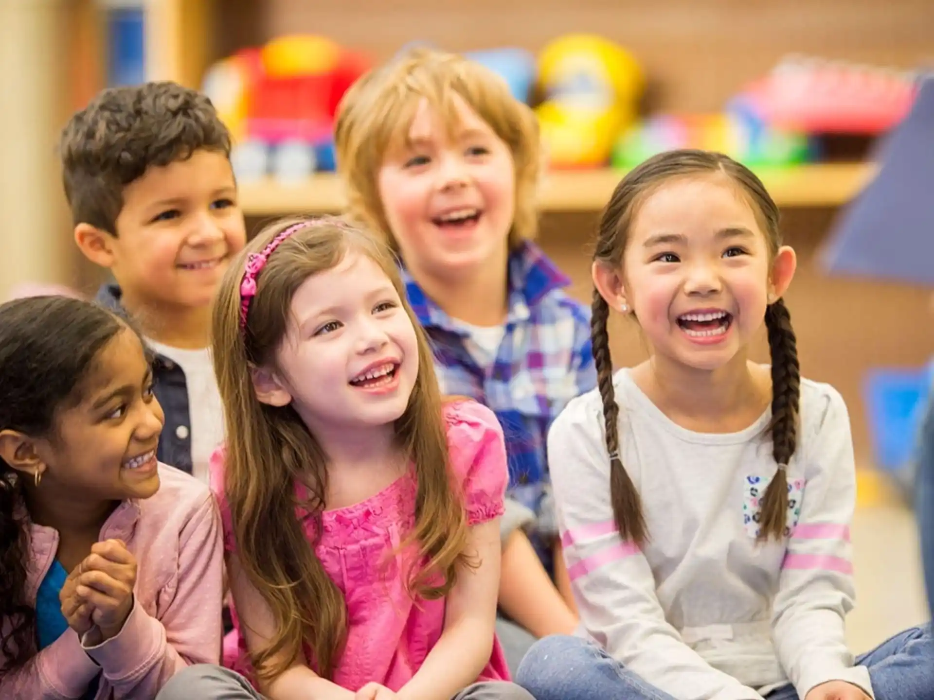 a group of children smiling
