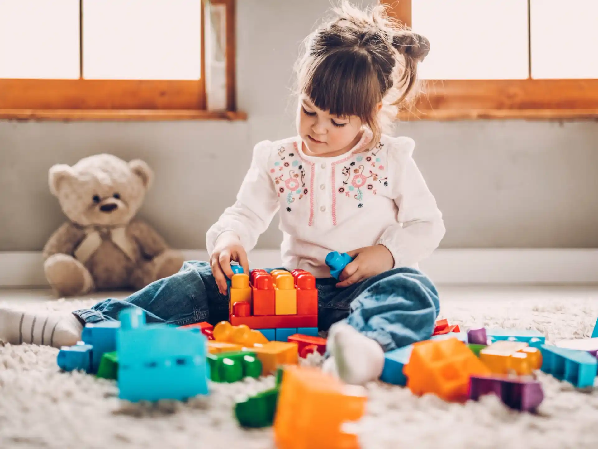 a child playing with toys