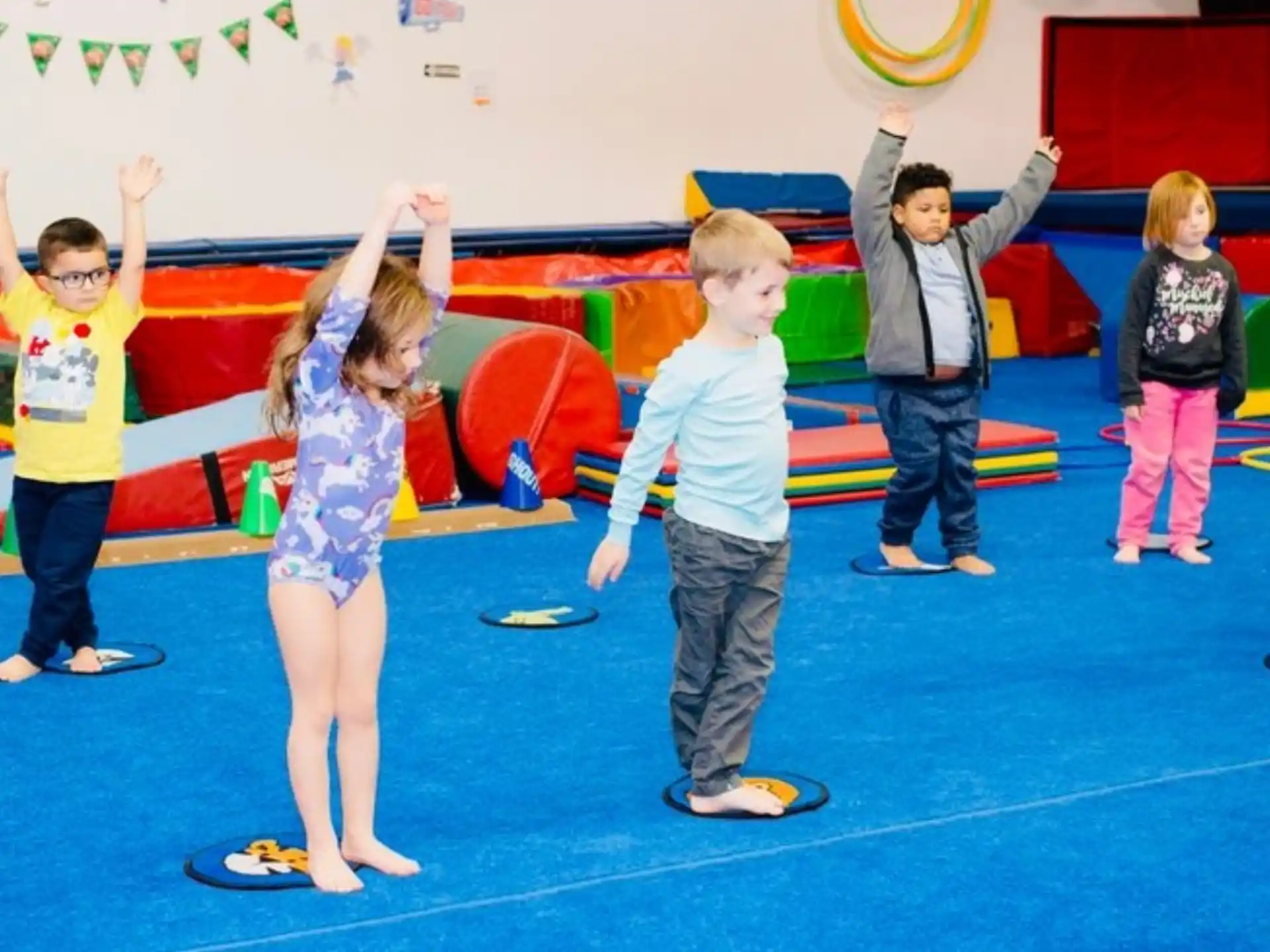 a group of children in a gym