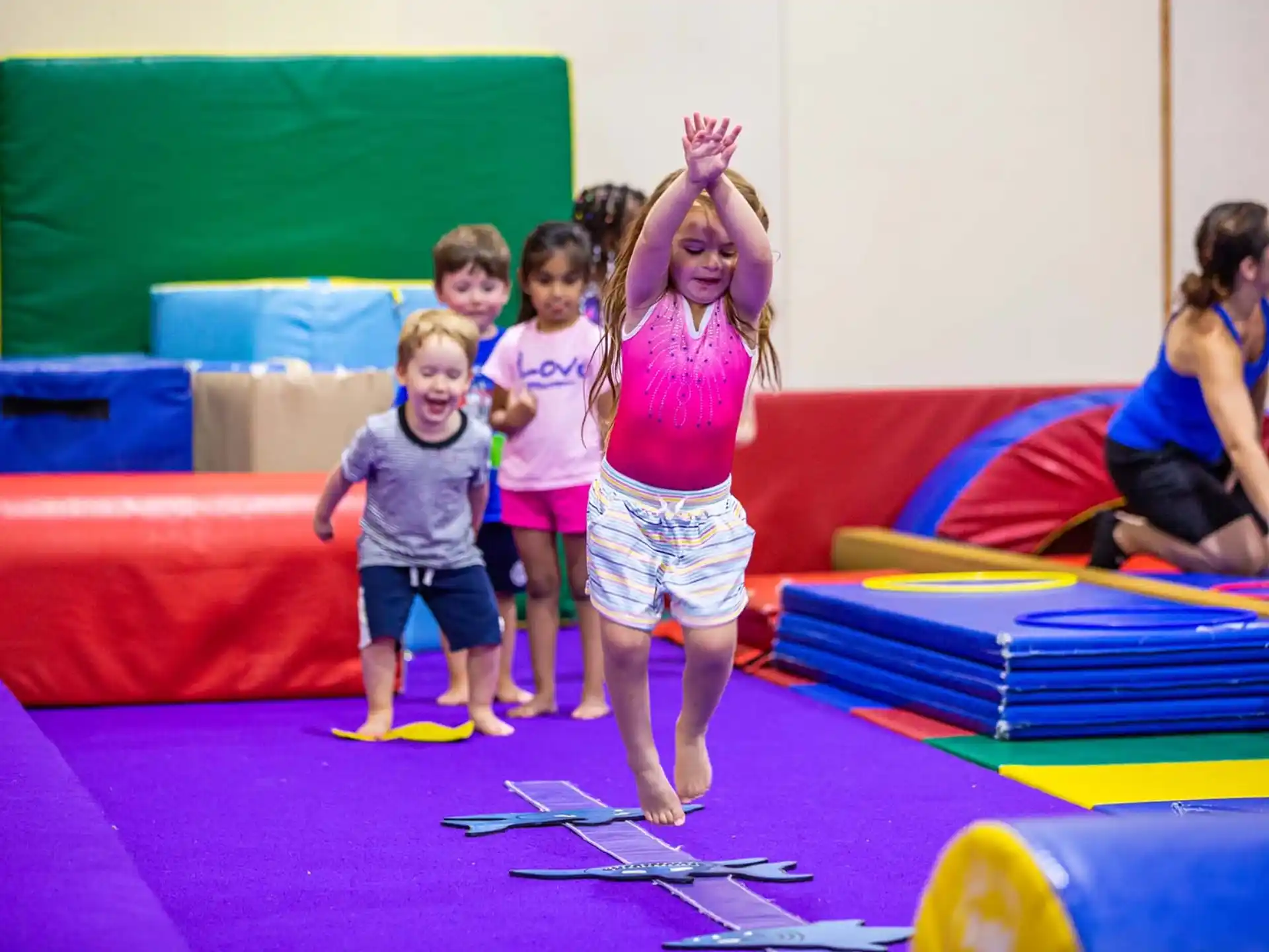 a group of children in a gym