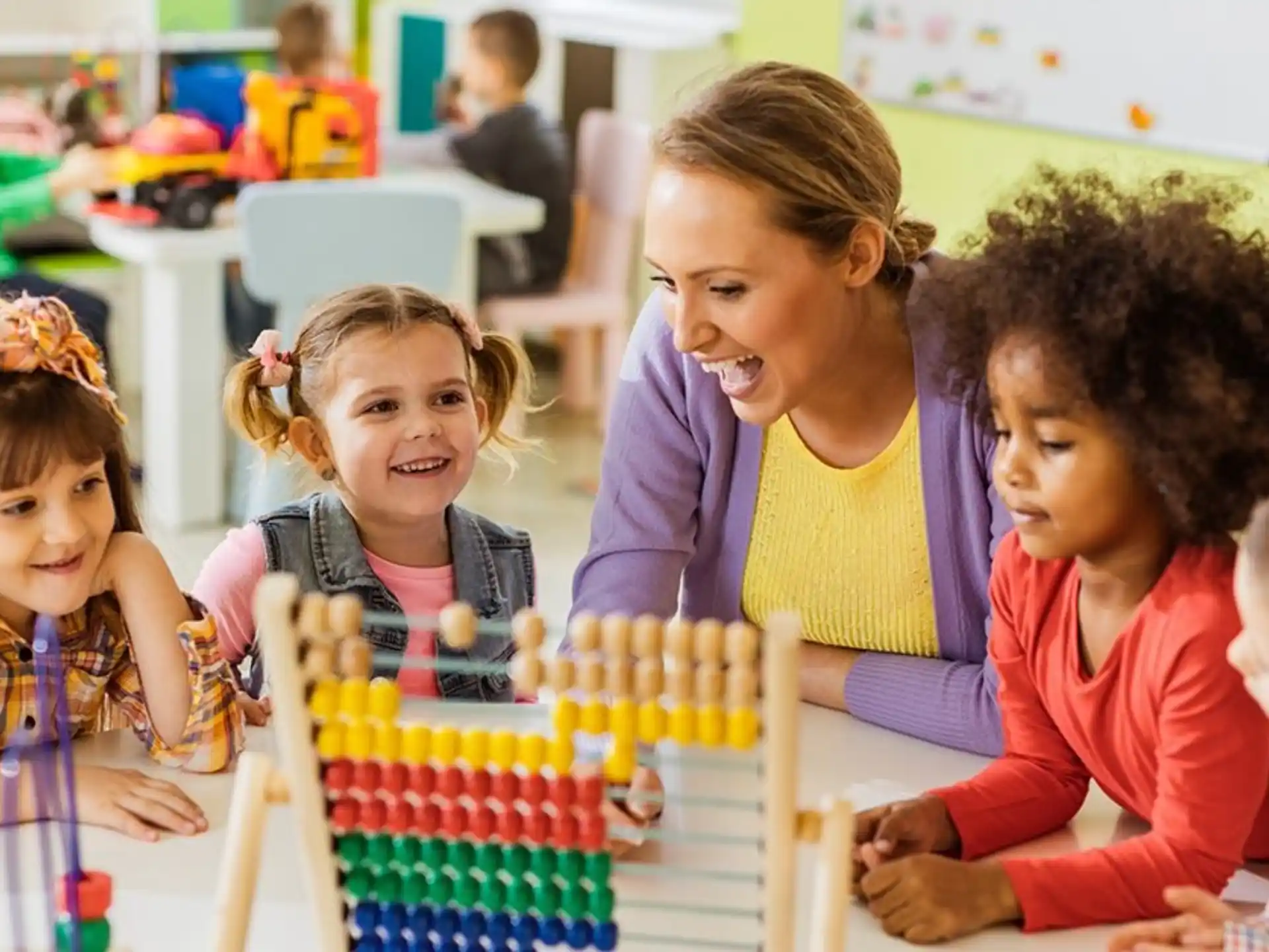 a group of children in a room