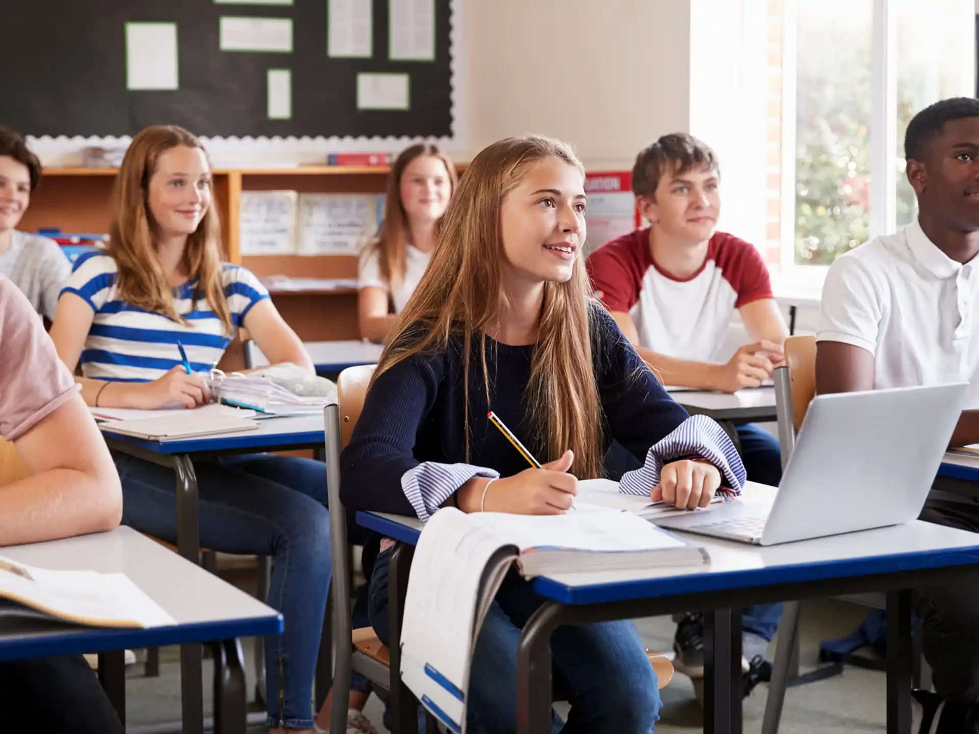 a group of students in a classroom