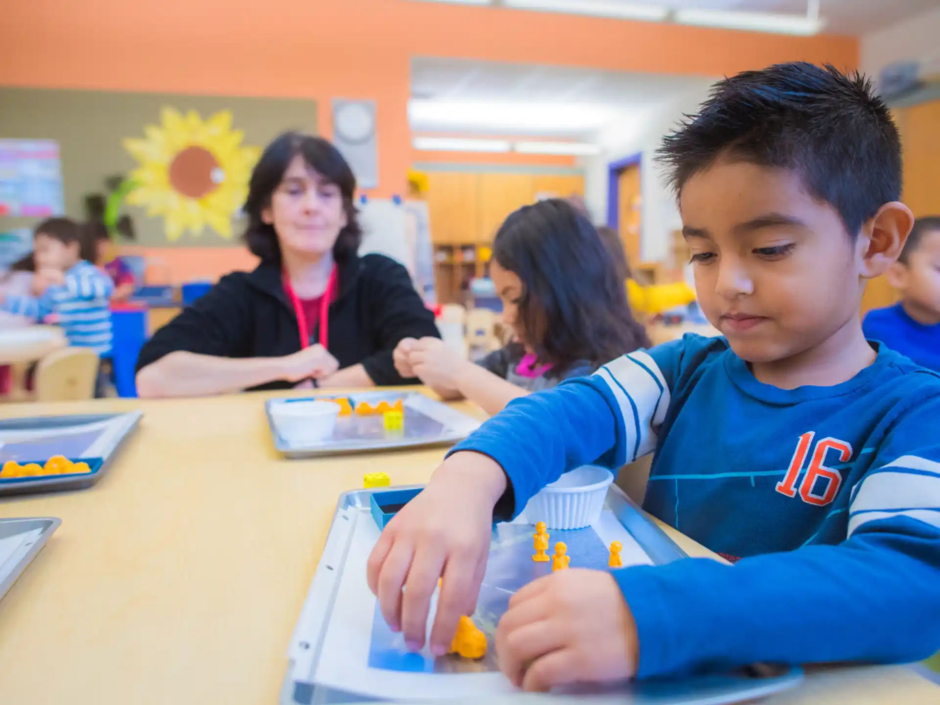 a group of children in a classroom