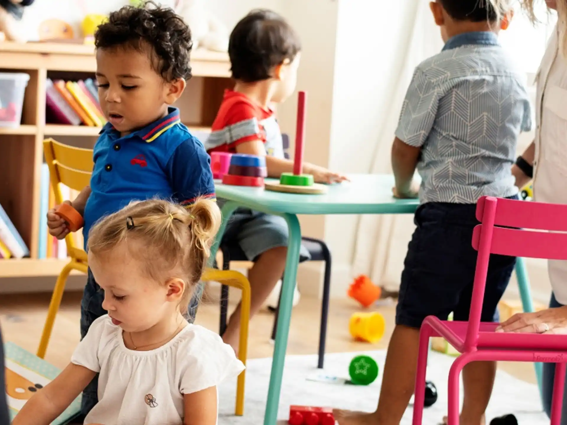 a group of children in a classroom