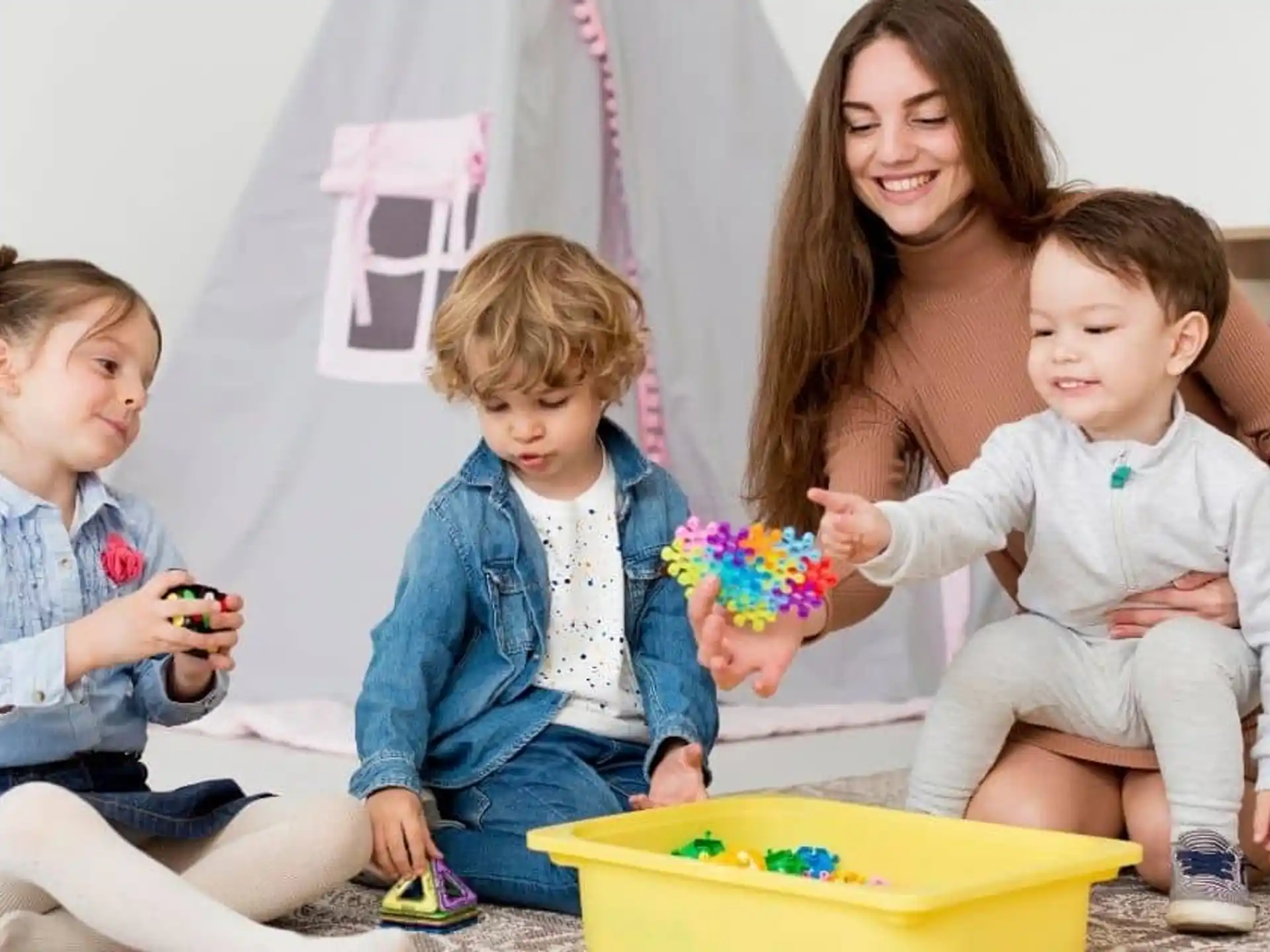 a person and two children