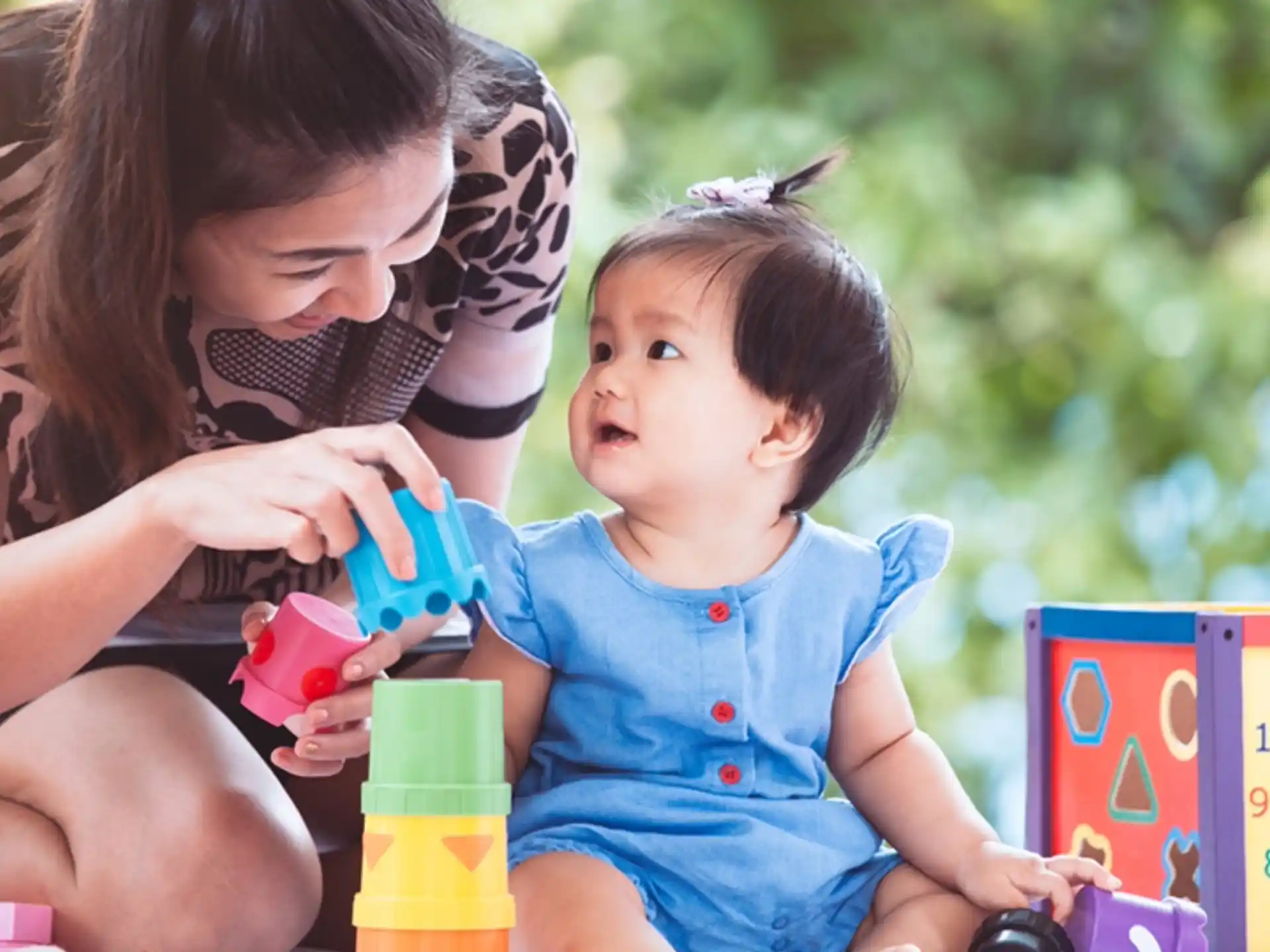 a woman and a child