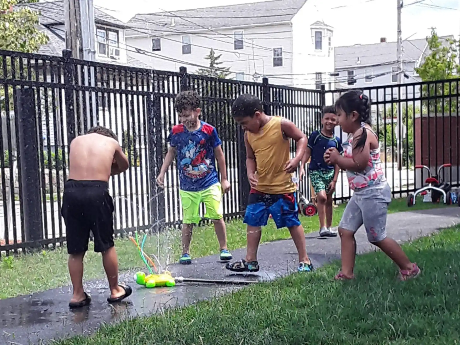 a group of people playing with balls