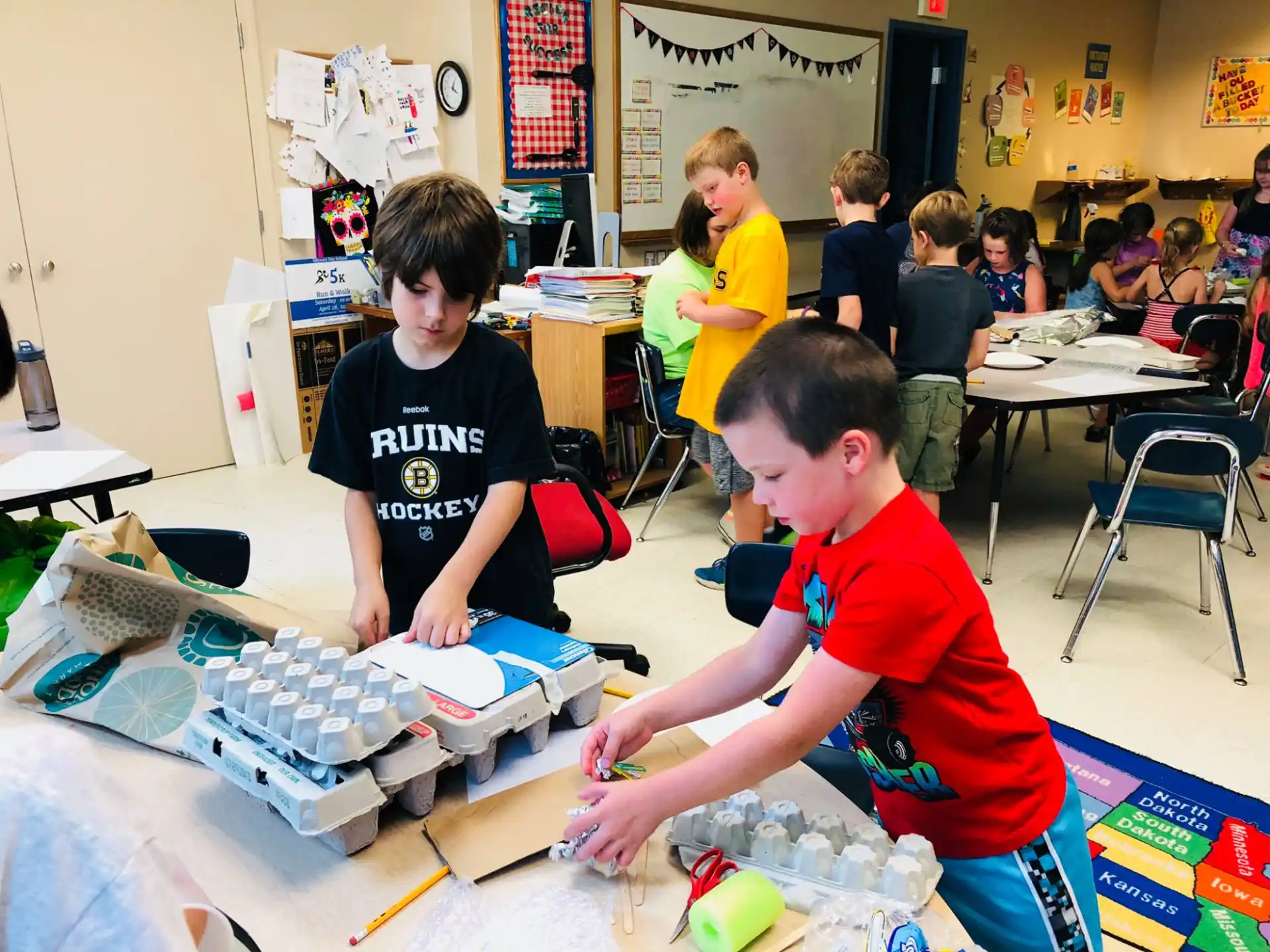 a group of kids in a classroom