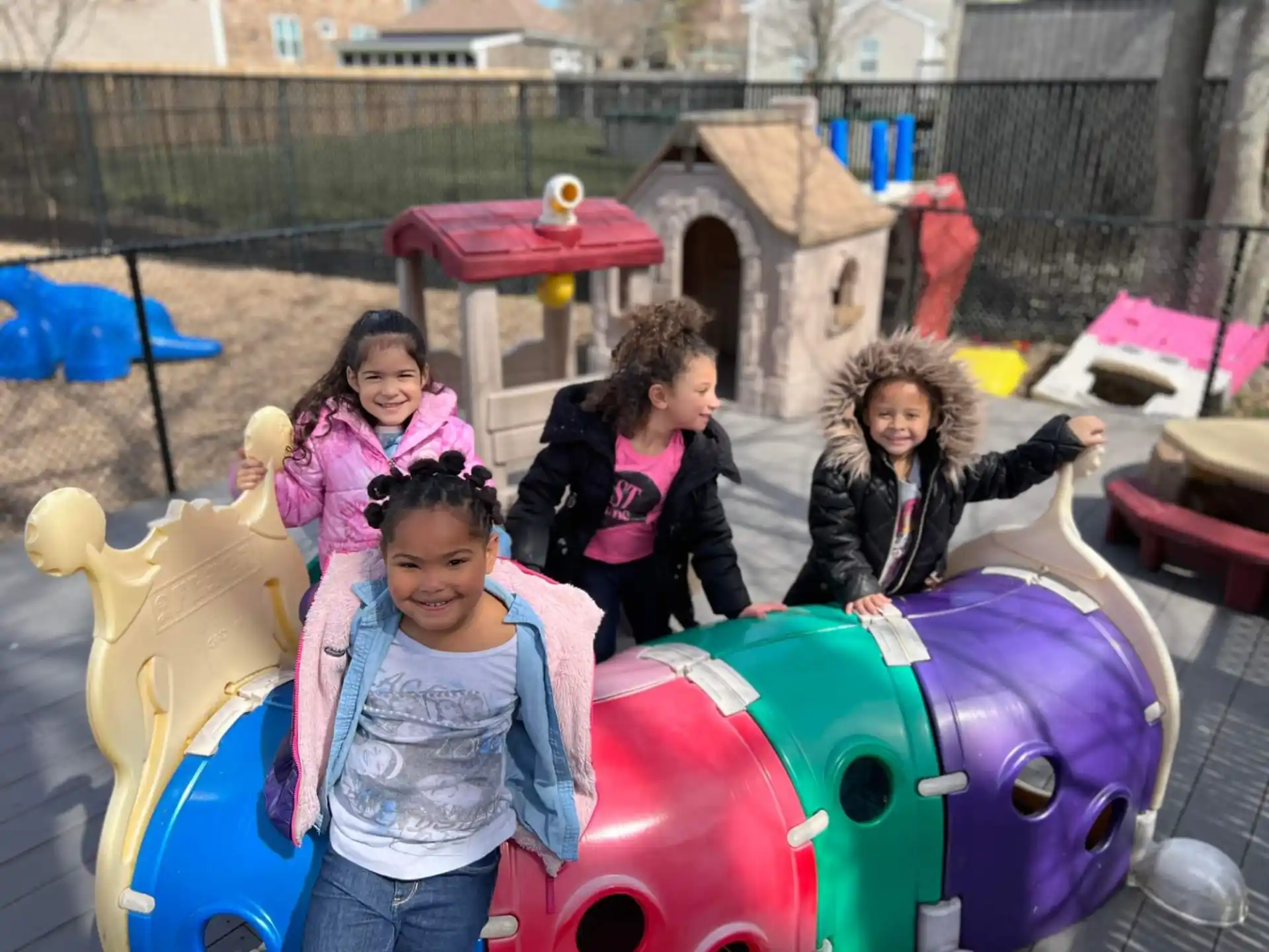 a group of children on a ride