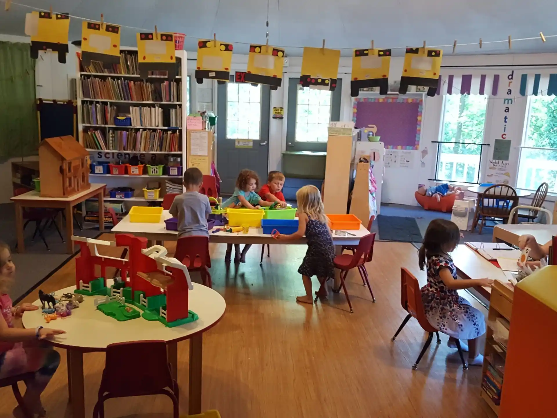 a group of children in a classroom