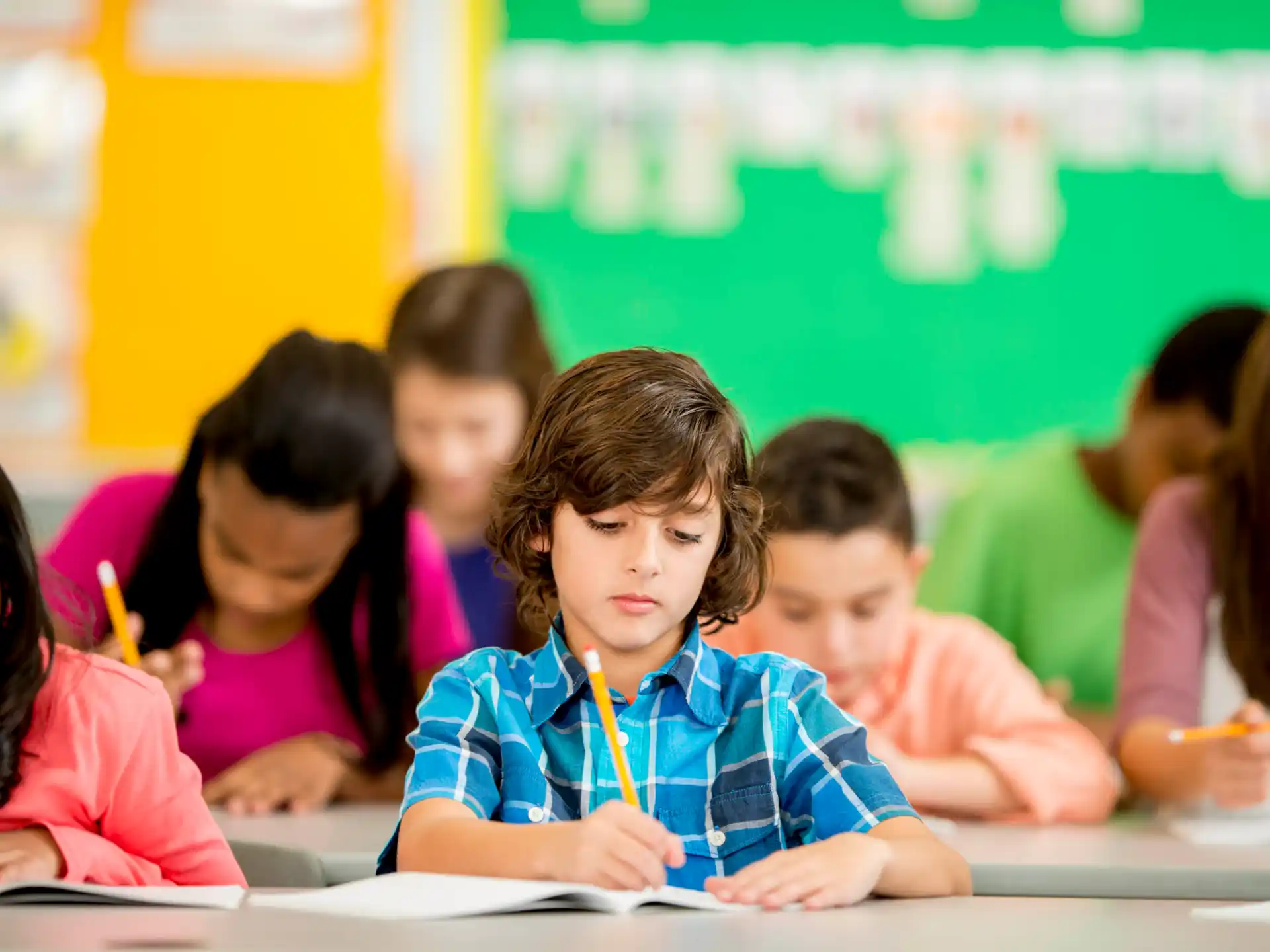 a group of children in a classroom