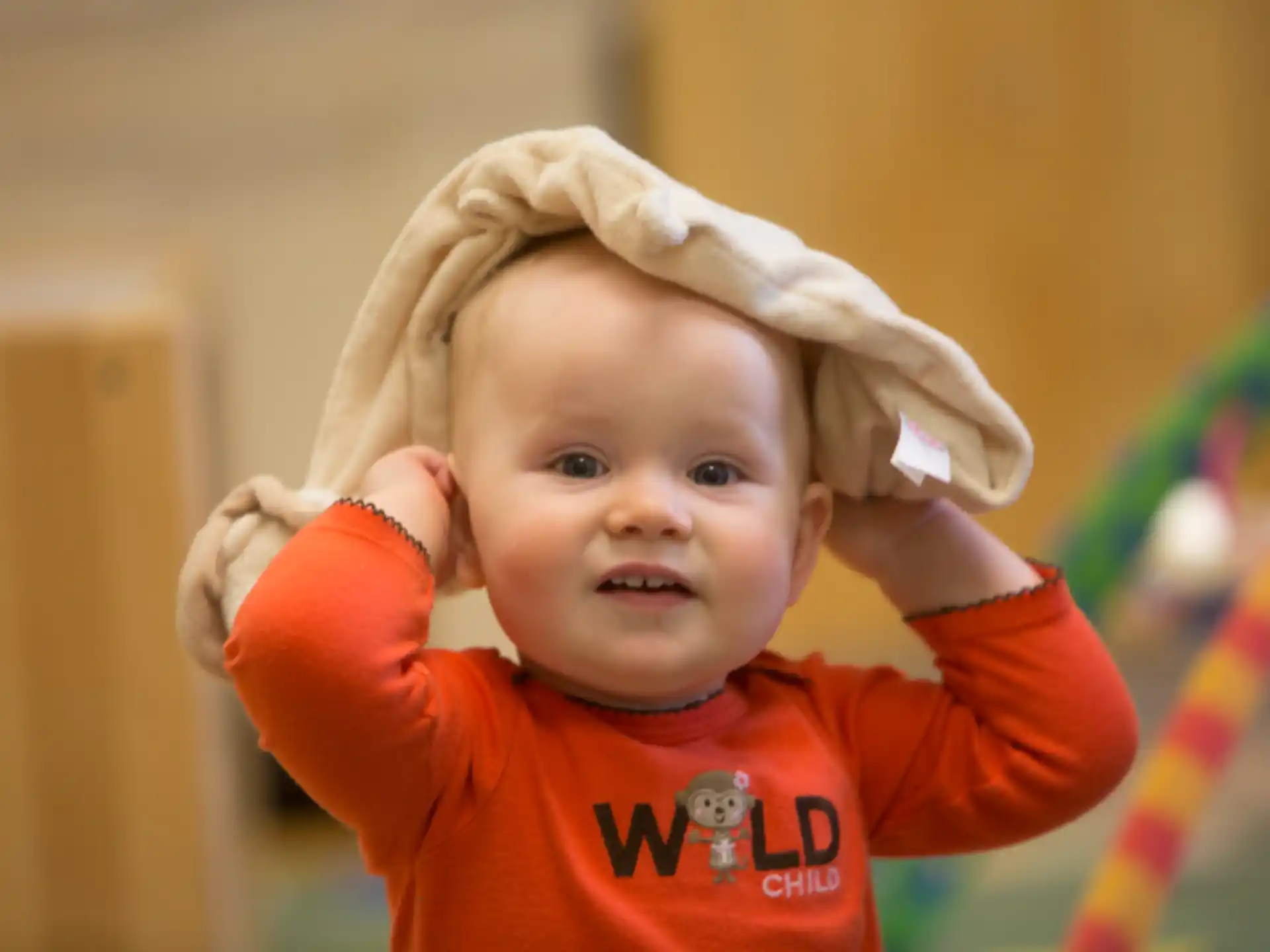 a baby wearing a hat