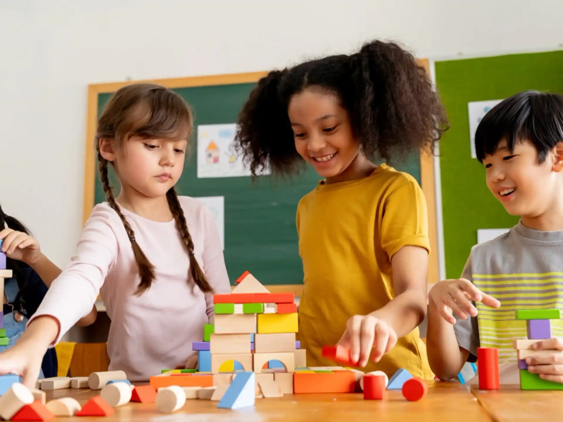 a group of children playing with toys