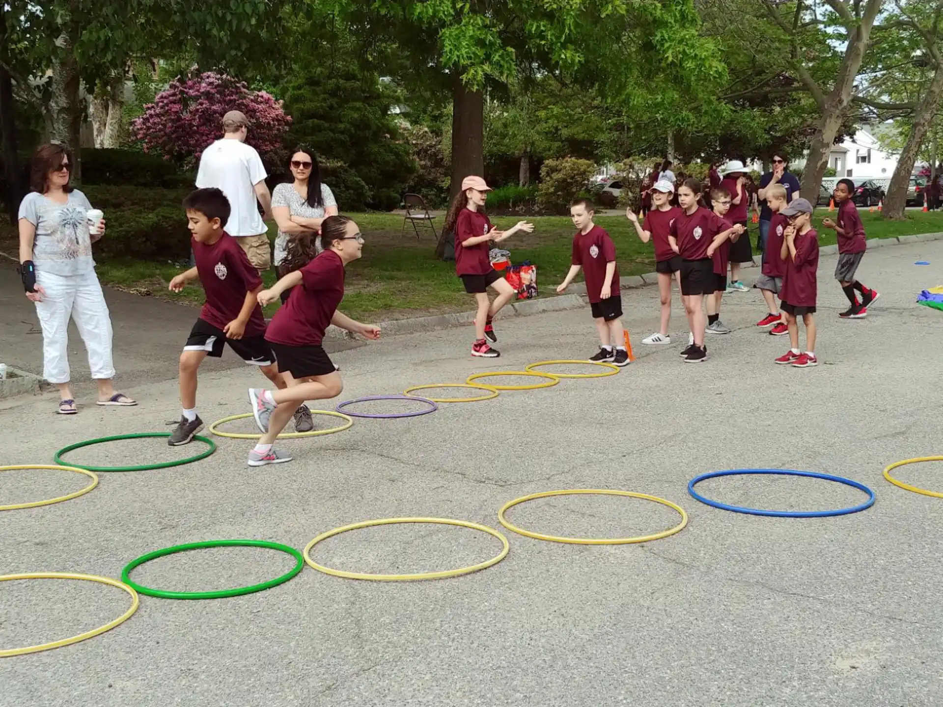 a group of kids playing in a playground