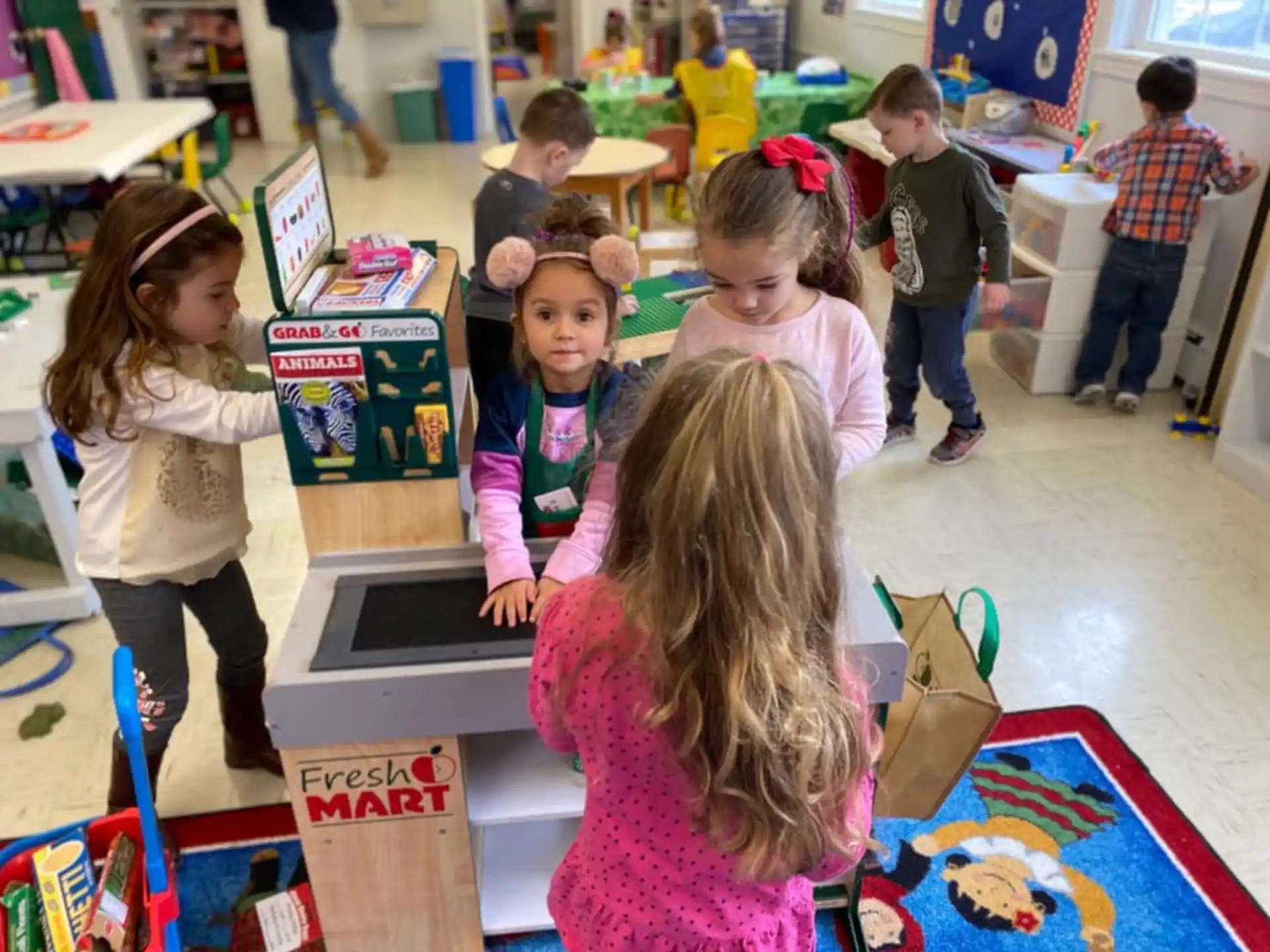 a group of children in a classroom