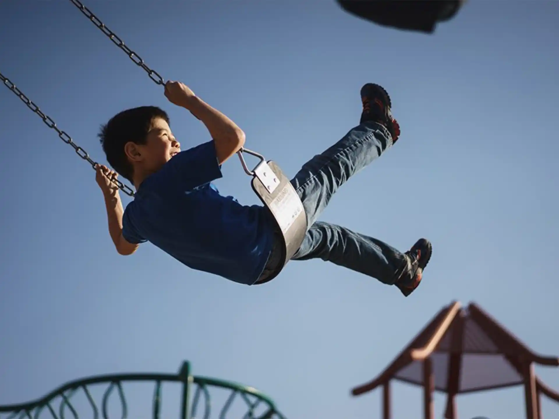 a boy on a swing