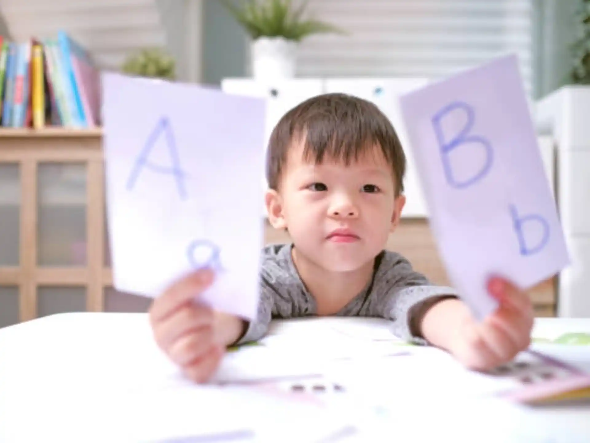 a boy holding a book