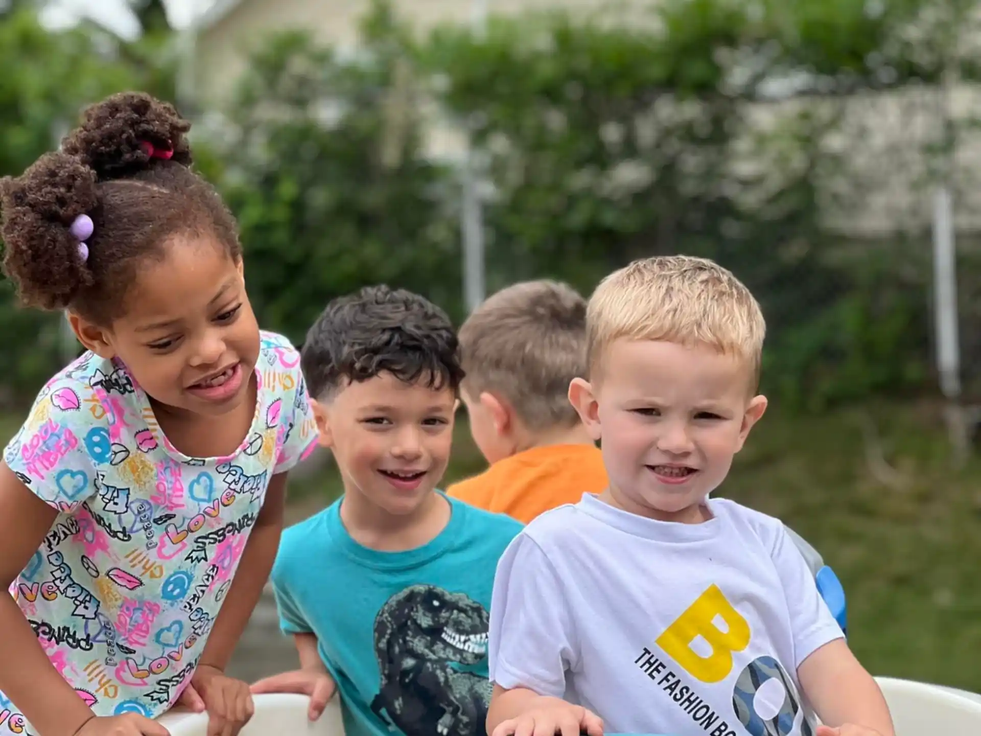 a group of children in a play structure