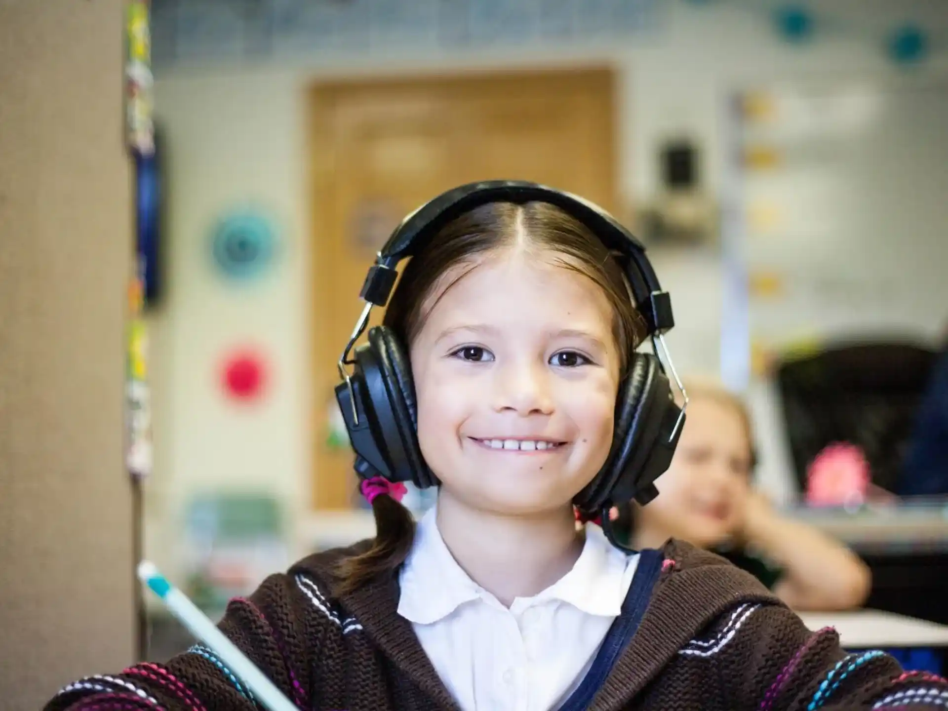 a child wearing headphones