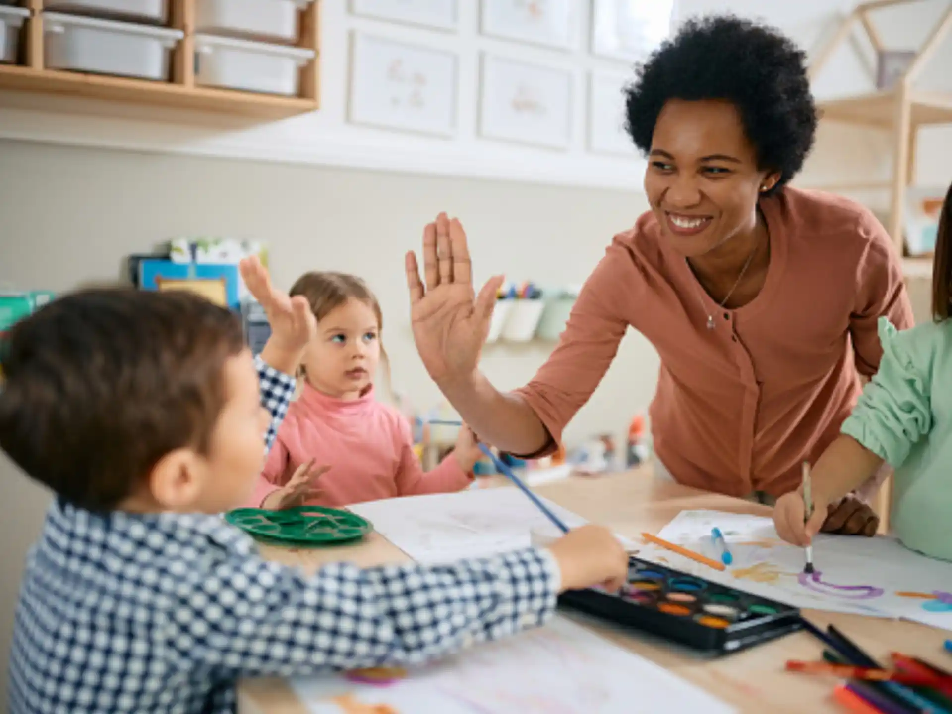 a person and several children