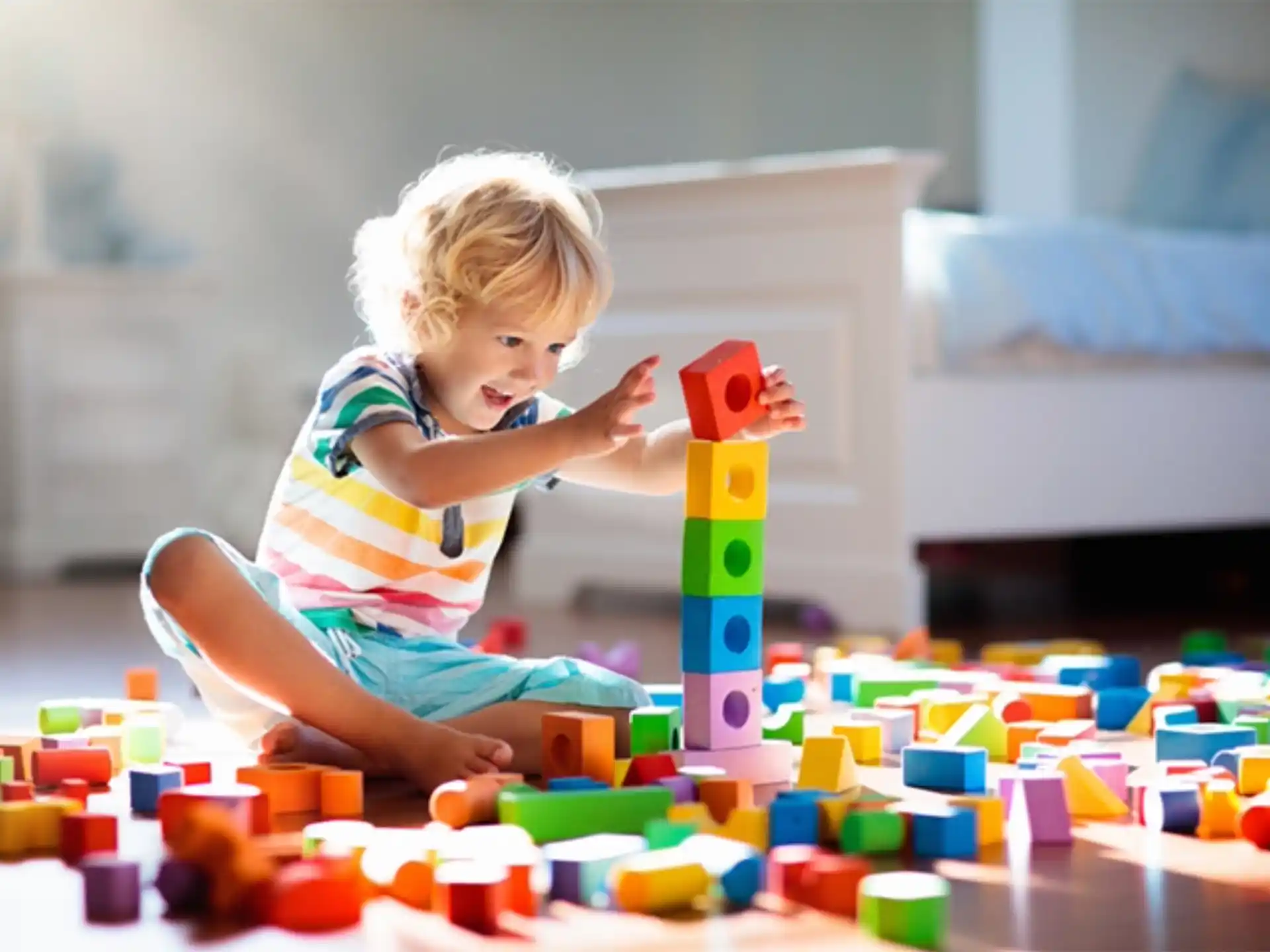 a child playing with blocks