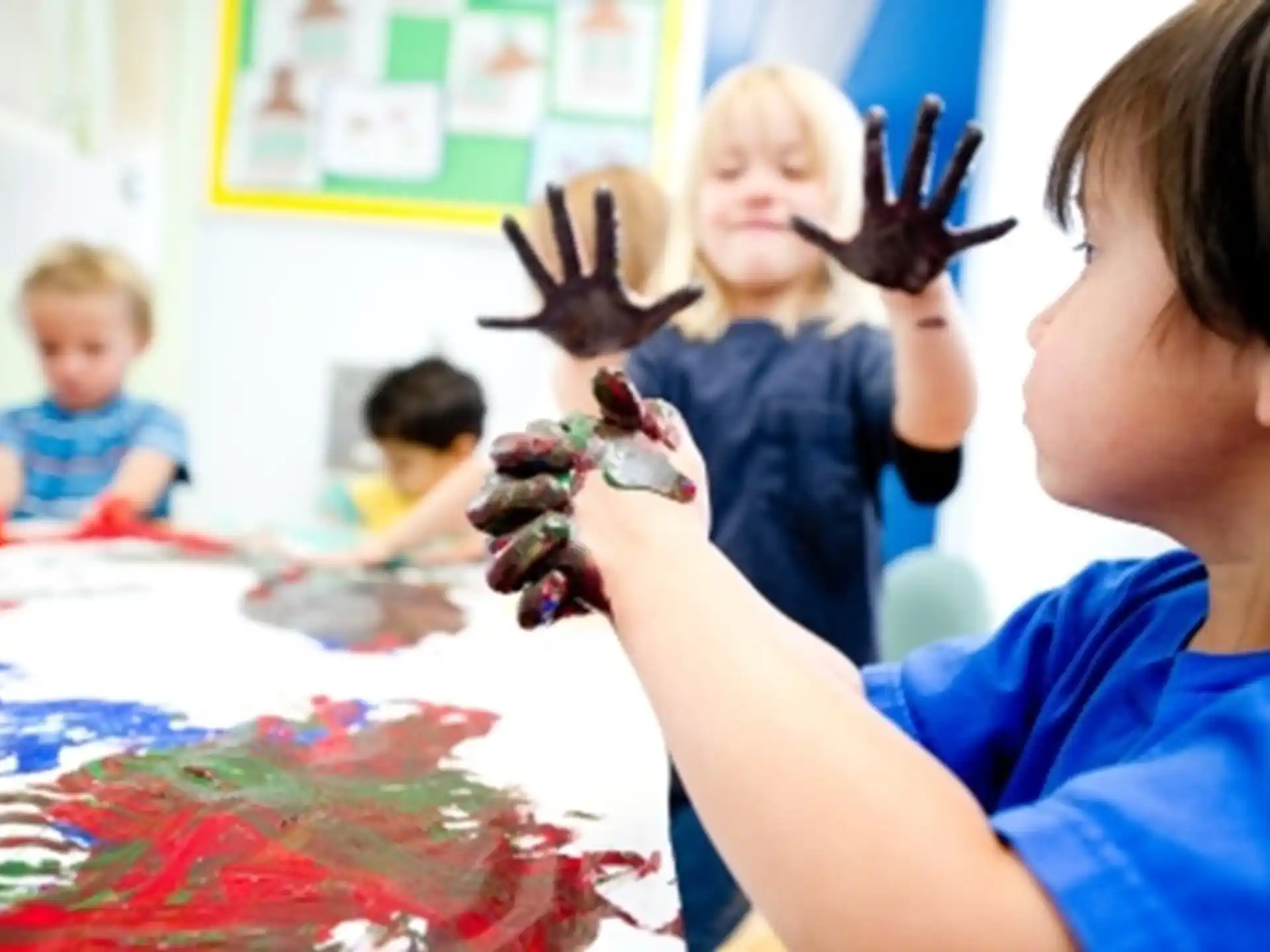 a group of children in a classroom