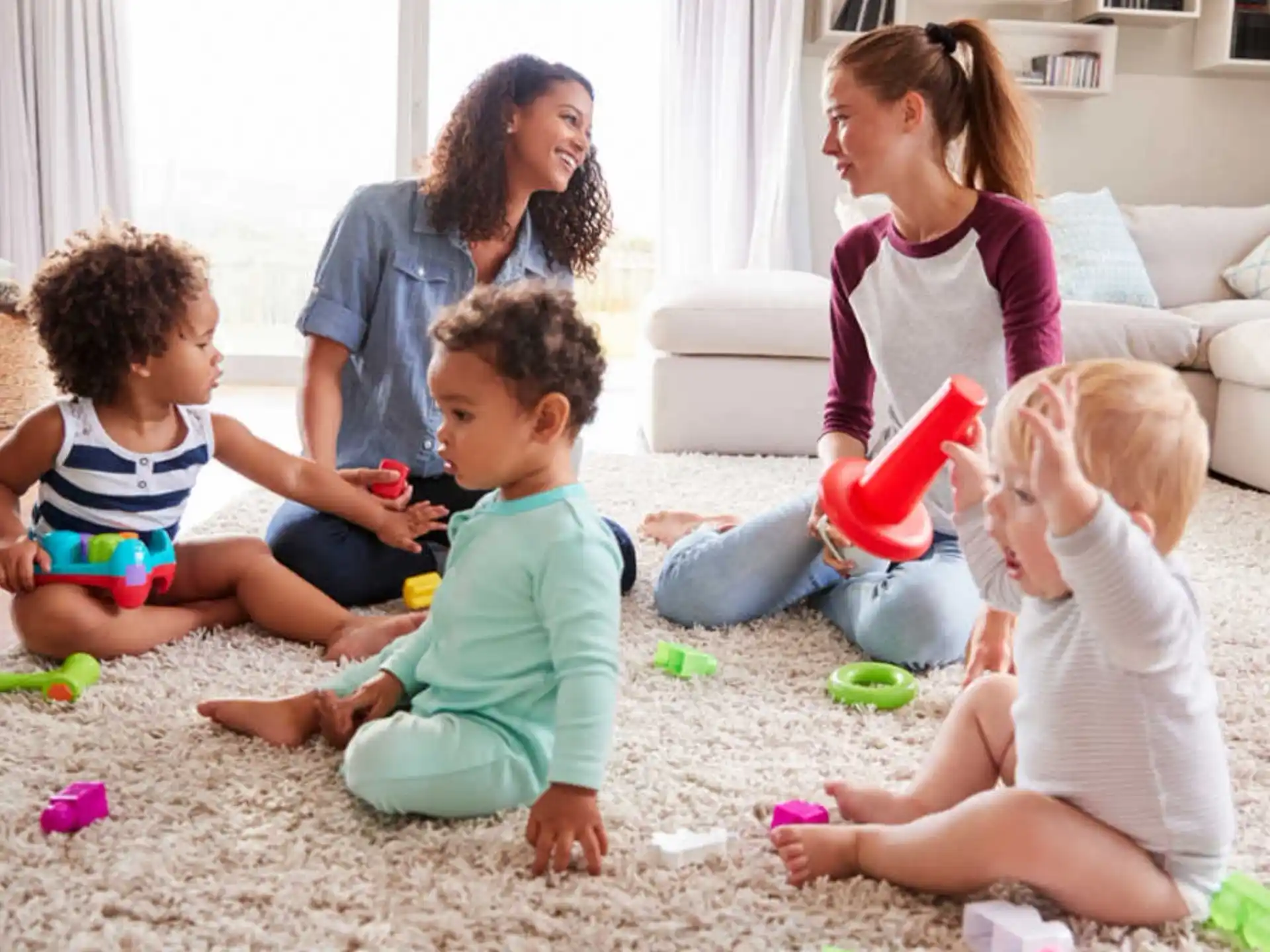 a group of people sitting on the floor
