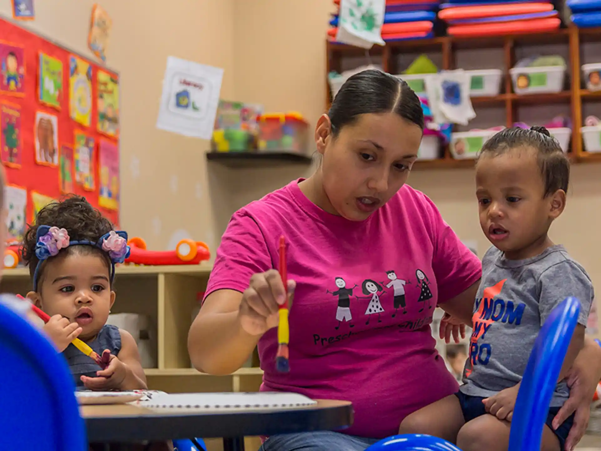 a group of children in a classroom