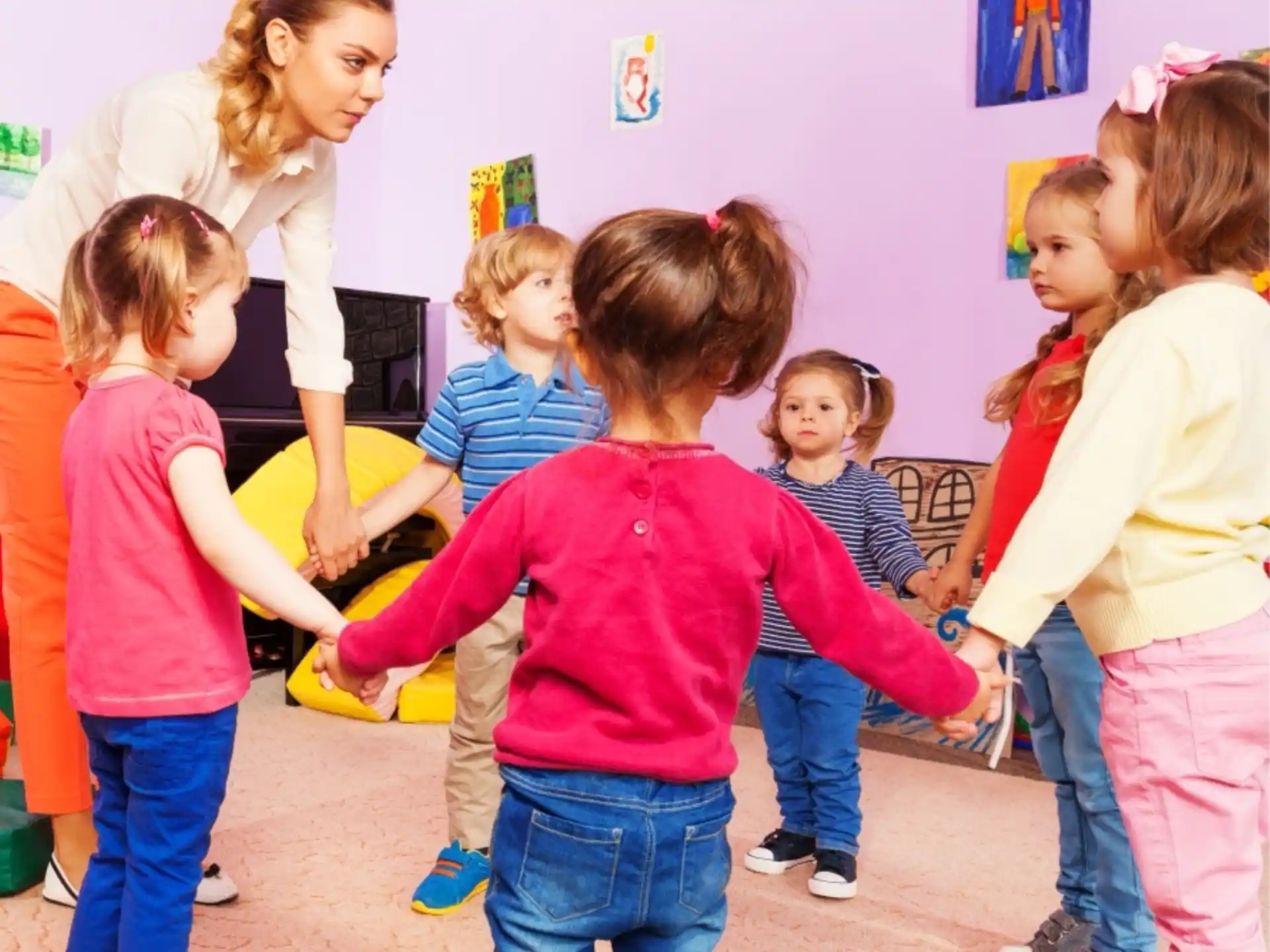a group of children dancing
