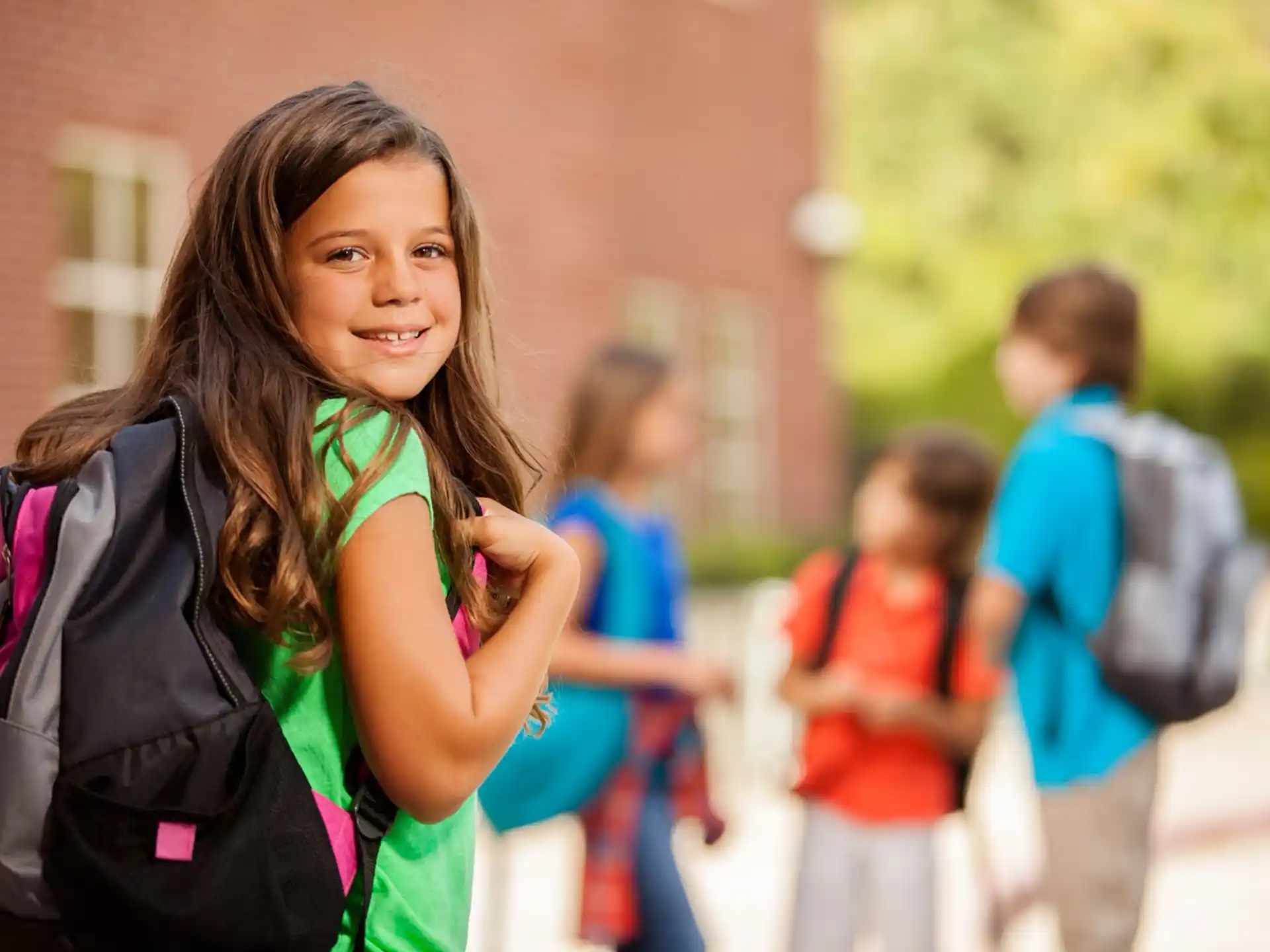 a young woman with a backpack