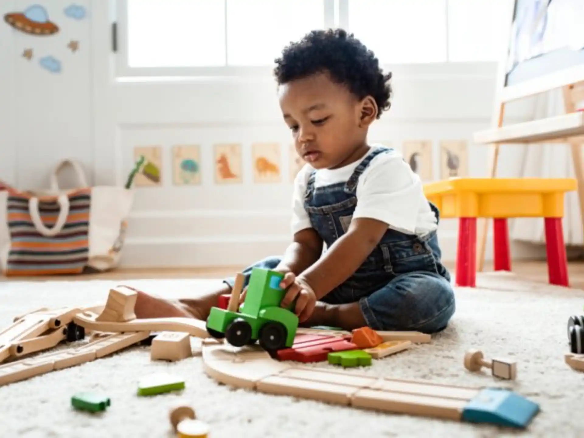 a child playing with toys